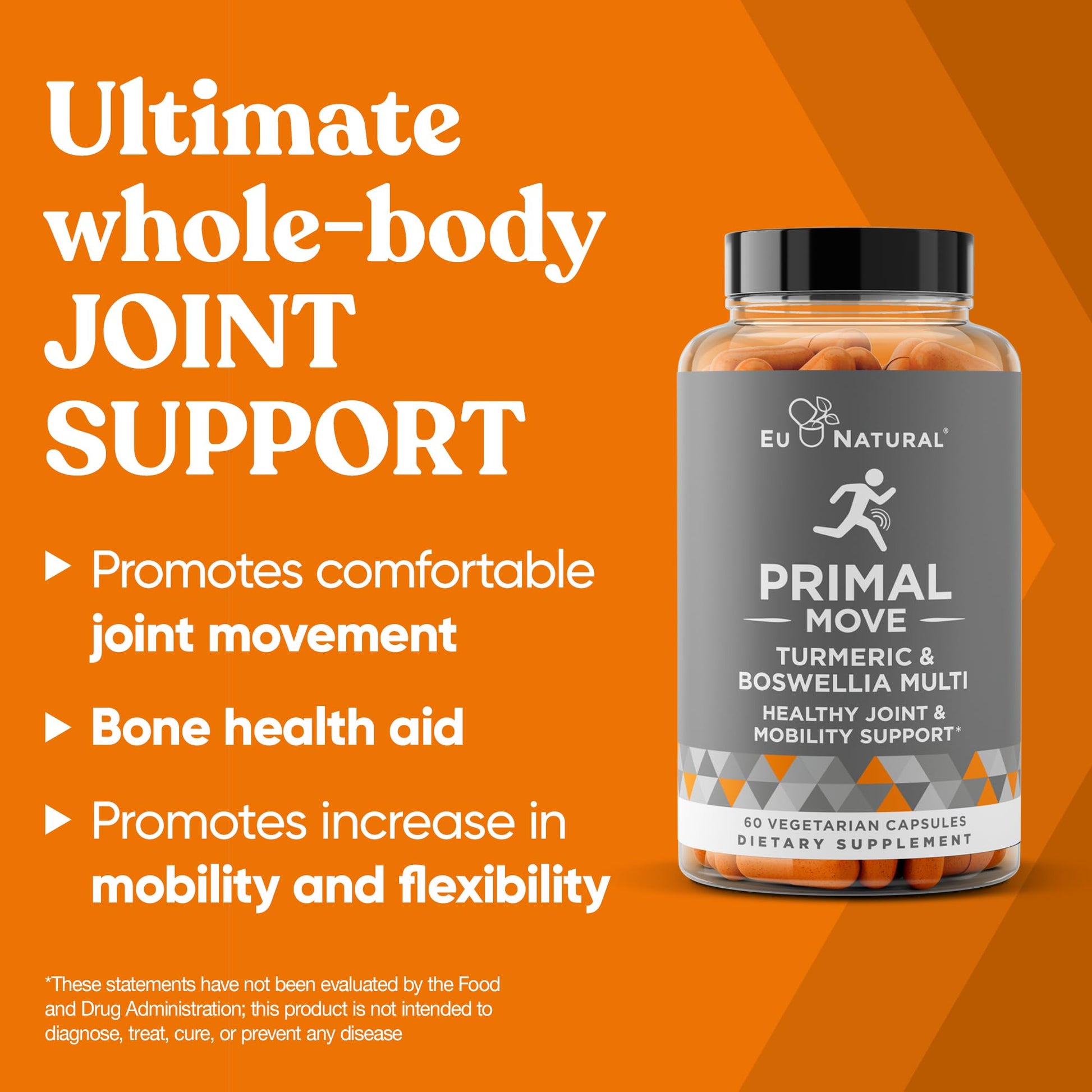 Primal Joint & Mobility Support - Advanced Joint Support Supplement for Women and Men - Turmeric, Boswellia, Ginger and Boron for Whole-Body Flexibility, Joint Health & Comfort - 60 Veg Soft Capsules Eu Natural uk supplements