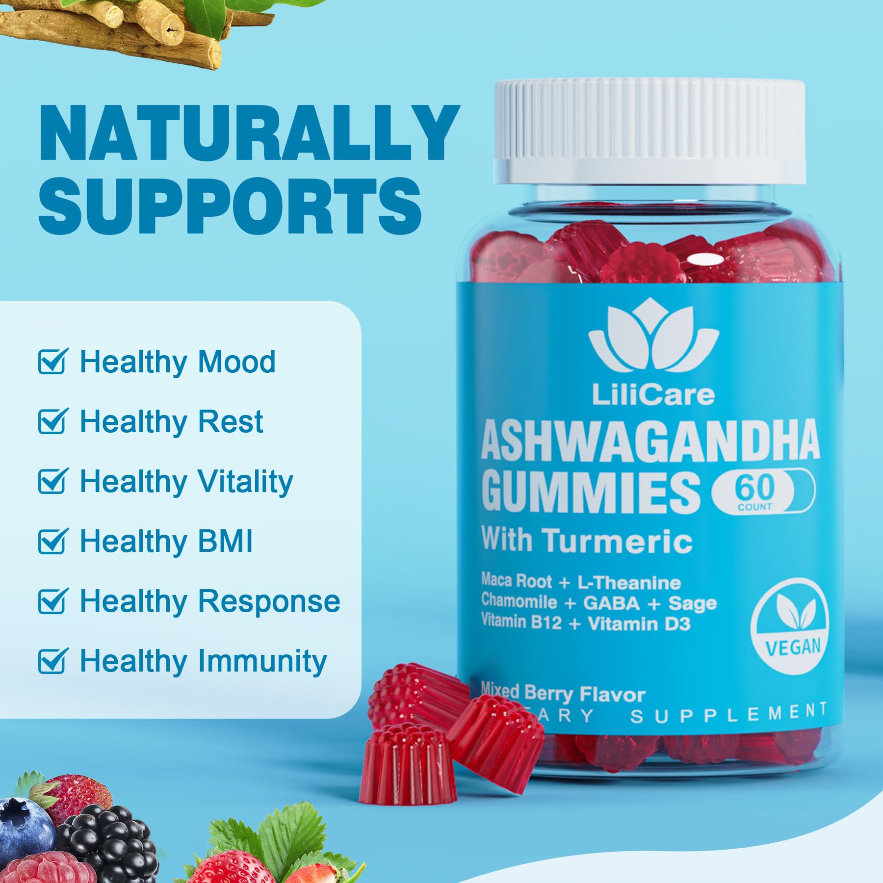 EnvyDeal 2 Pack Ashwagandha Gummies for Immune Support, 2000mg Organic Ashwa EnvyDeal uk supplements