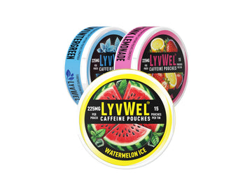 LyvWel 225mg Caffeine Energy Pouches | Nootropic Focus & Neuro Support | Tobacco-Free, Nicotine-Free, Quick Energy Solution | 3-Pack: 45 Pouches (3 Pack, Watermelon Ice, Pink Lemonade, Wintergreen) LyvWel uk supplements