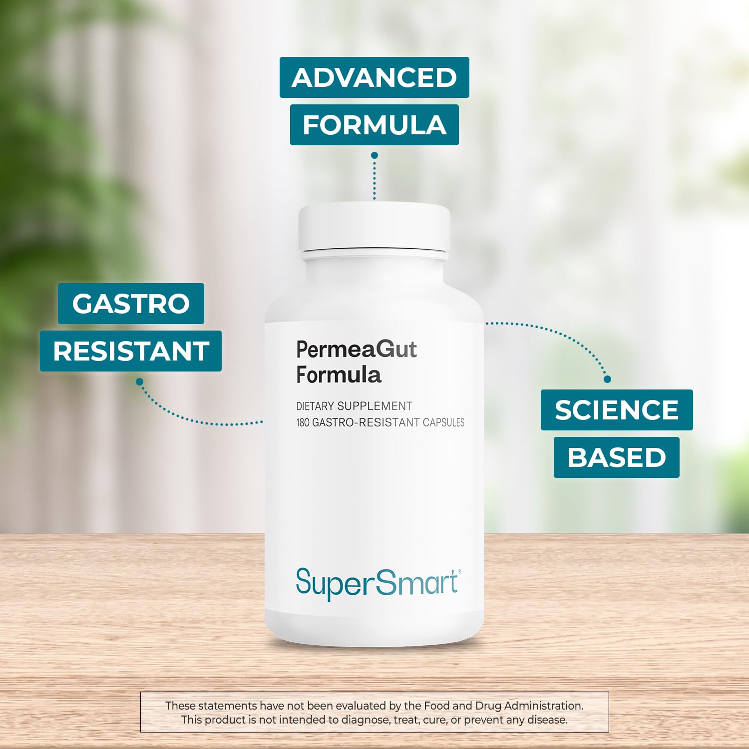 Supersmart PermeaGut Formula (High Potency) - with L-Glutamine, ButiShield Calcium Butyrate, Zinc-L-Carnosine - Gut Barrier Support | Vegan & Gluten Free - 180 Gastro-Resistant Capsules Supersmart uk supplements