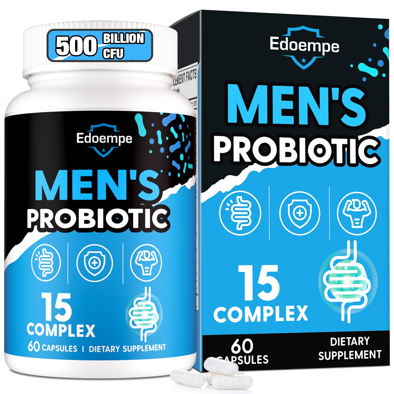 Probiotics for Men, 500 Billion CFUs 12 Strains, Mens Probiotics for Gut Health*, Digestive Health*, Energy, Prostate & Urinary Tract*, with Cranberry, Goji, Turmeric & Amla, Shelf Stable, 60 Caps Edoempe uk supplements