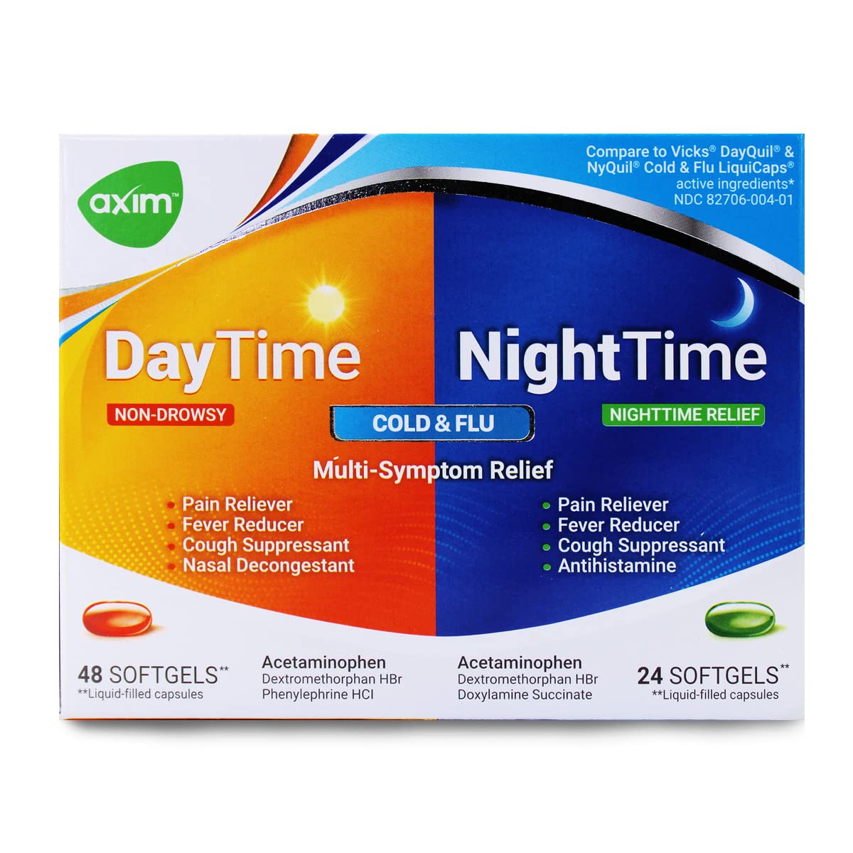AXIM Day & Night 325-15-5-6.25 mg x 72 softgels AXIM uk supplements