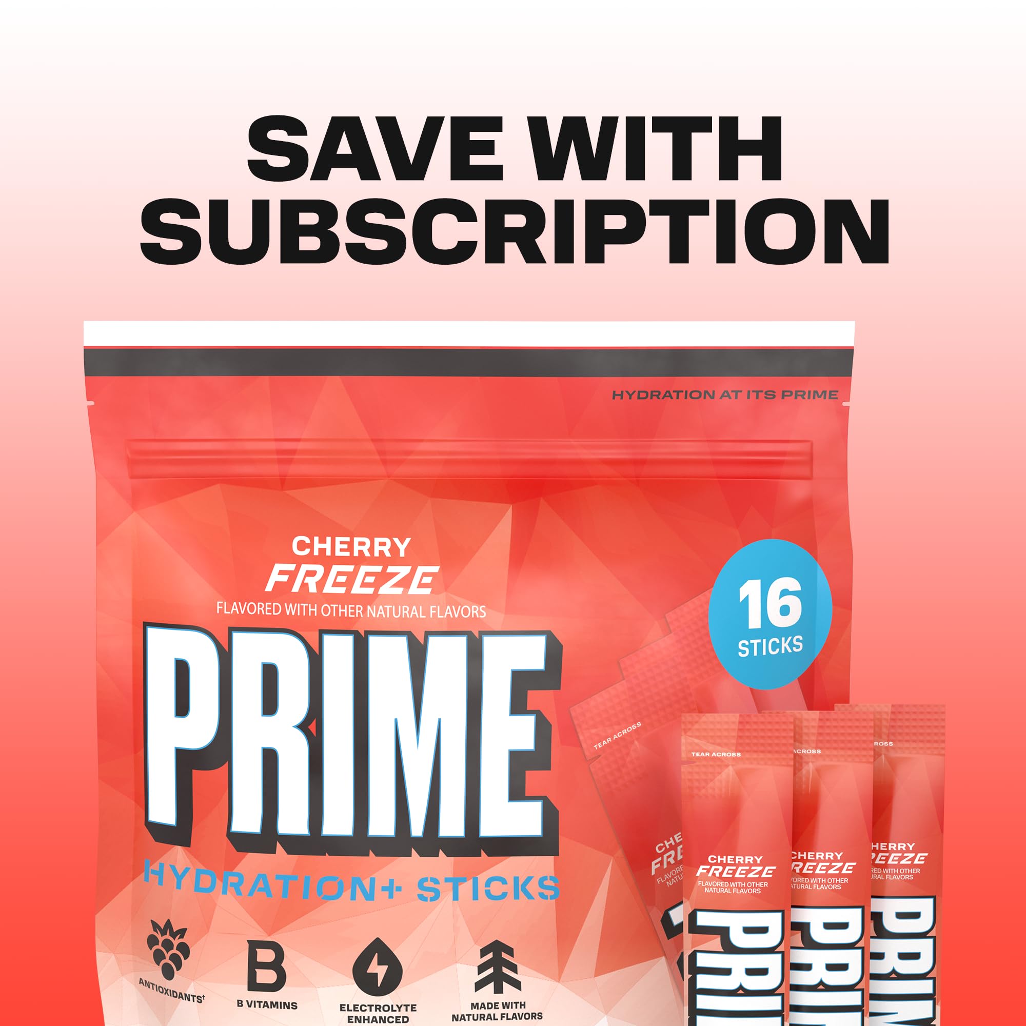 PRIME HYDRATION+ Electrolyte Powder Sticks, Cherry Freeze, Sugar Free Hydration Drink Mix with Potassium, Magnesium & B Vitamins PRIME HYDRATION uk supplements