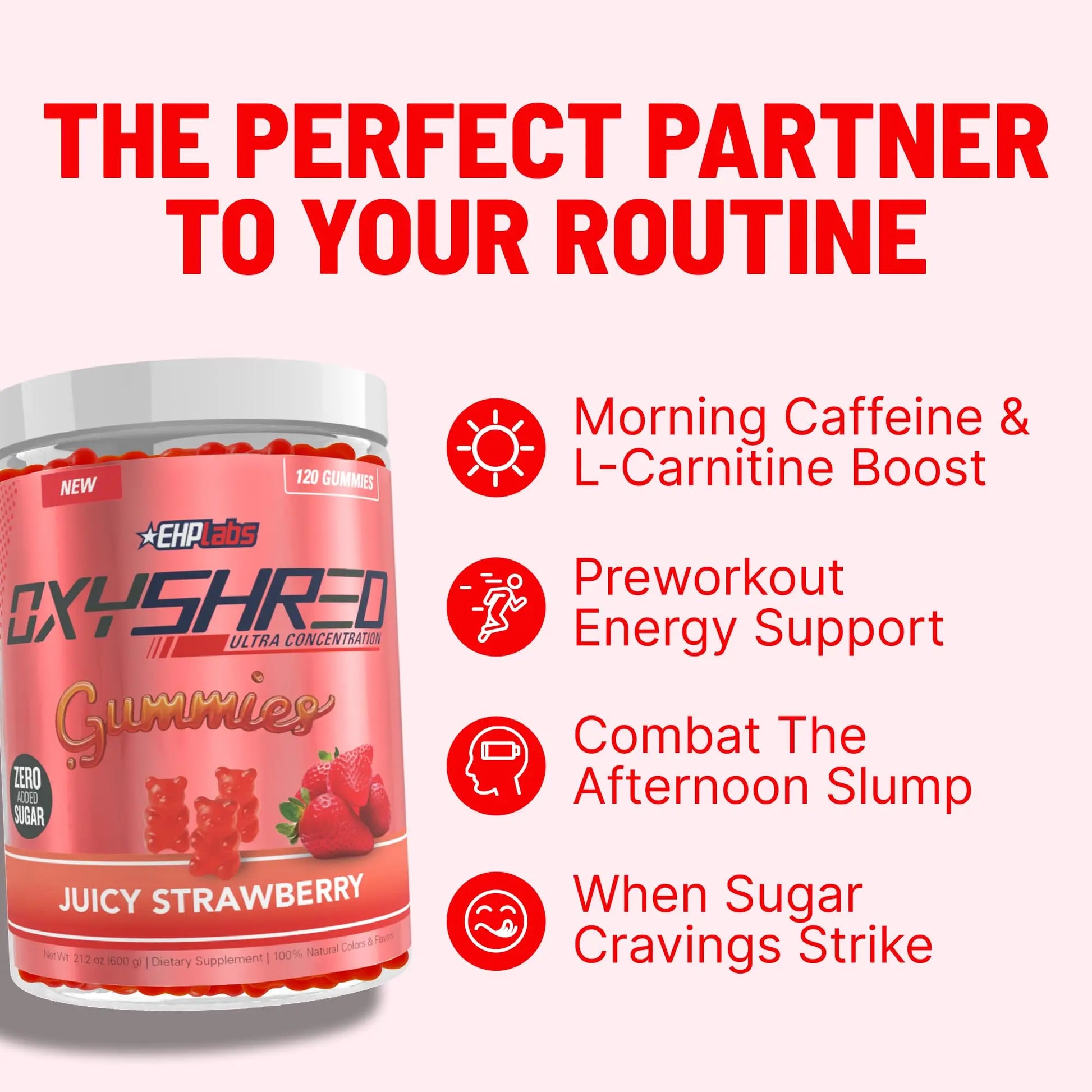 EHP Labs OxyShred Gummies - Pre Workout Gummies & Energy Chews with 100mg Caffeine, L-Carnitine for Thermo & Metabolic Support, All Natural Energy Boost EHP Labs uk supplements
