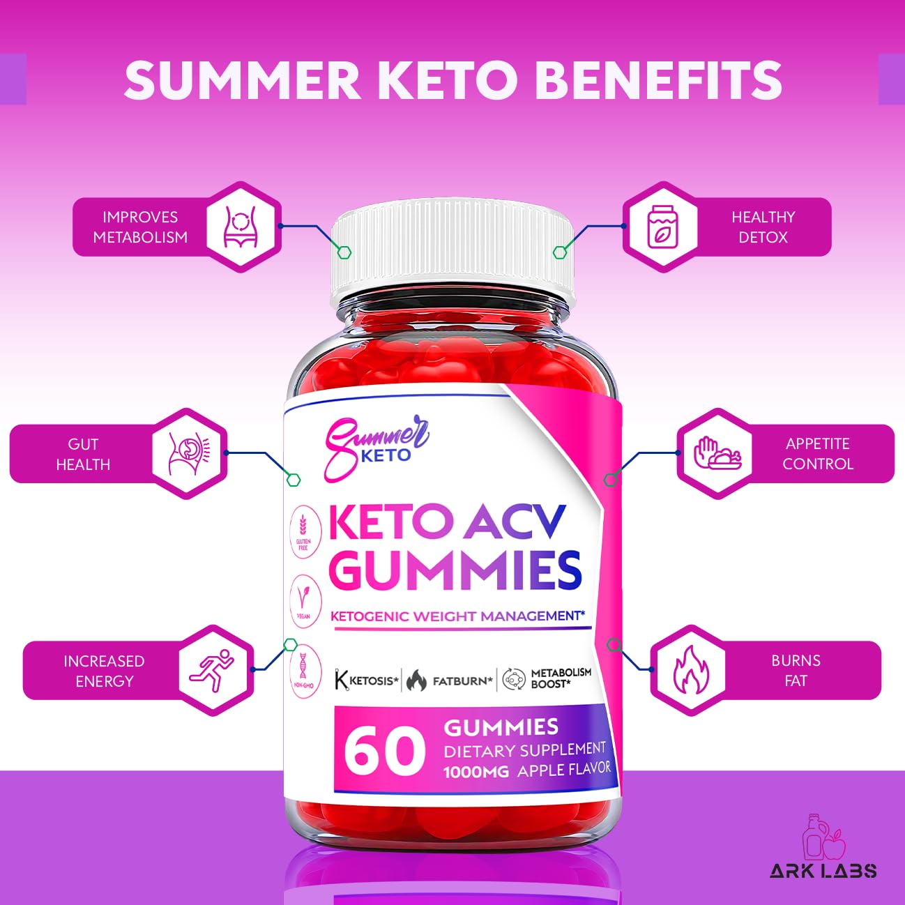 Ark Labs (2 Pack) Summer Keto Gummies - Summer Gummies, Summer Keto ACV Gummy Ark Labs uk supplements
