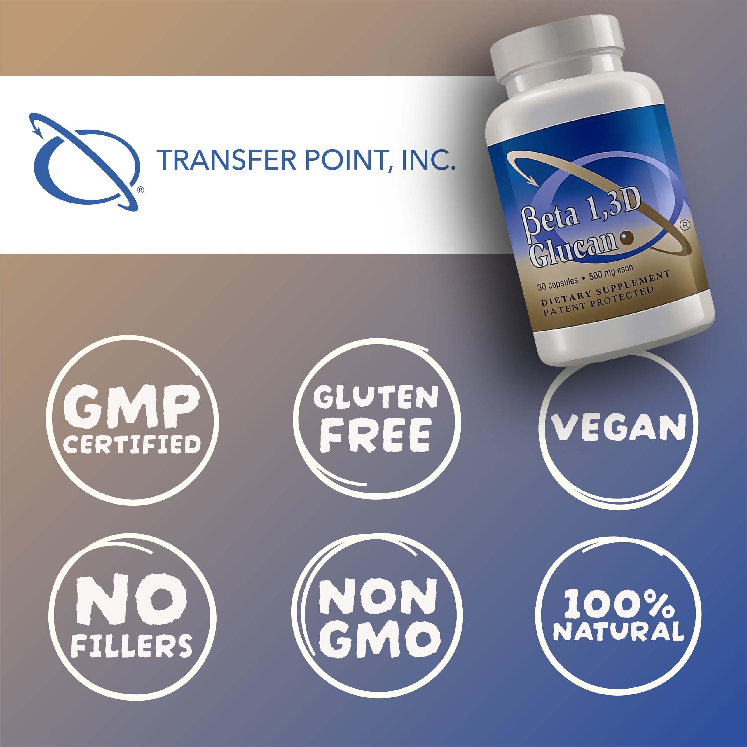Transfer Point Immune Support Supplement Highly Purified Beta Glucan 500 mg per Capsule (b-glucan Fiber) (Pack of 1) Transfer Point uk supplements