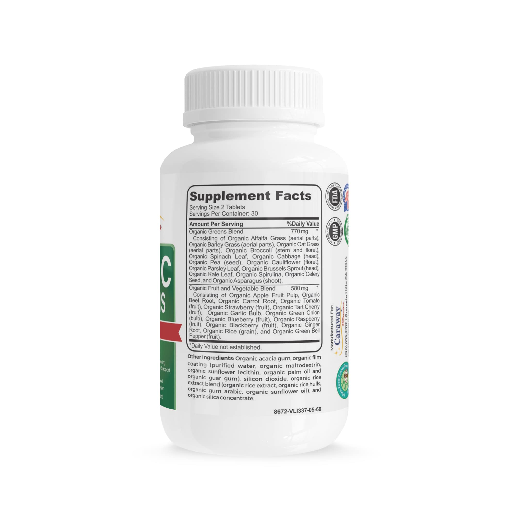 Organic Superfoods Vitamins Super Greens Complex by Caraway Vitamins 1,350 mg per Serving 28 Fruits Vegetables Greens 60 Count Tablets Non-GMO Natural for Men & Women Caraway Vitamins uk supplements