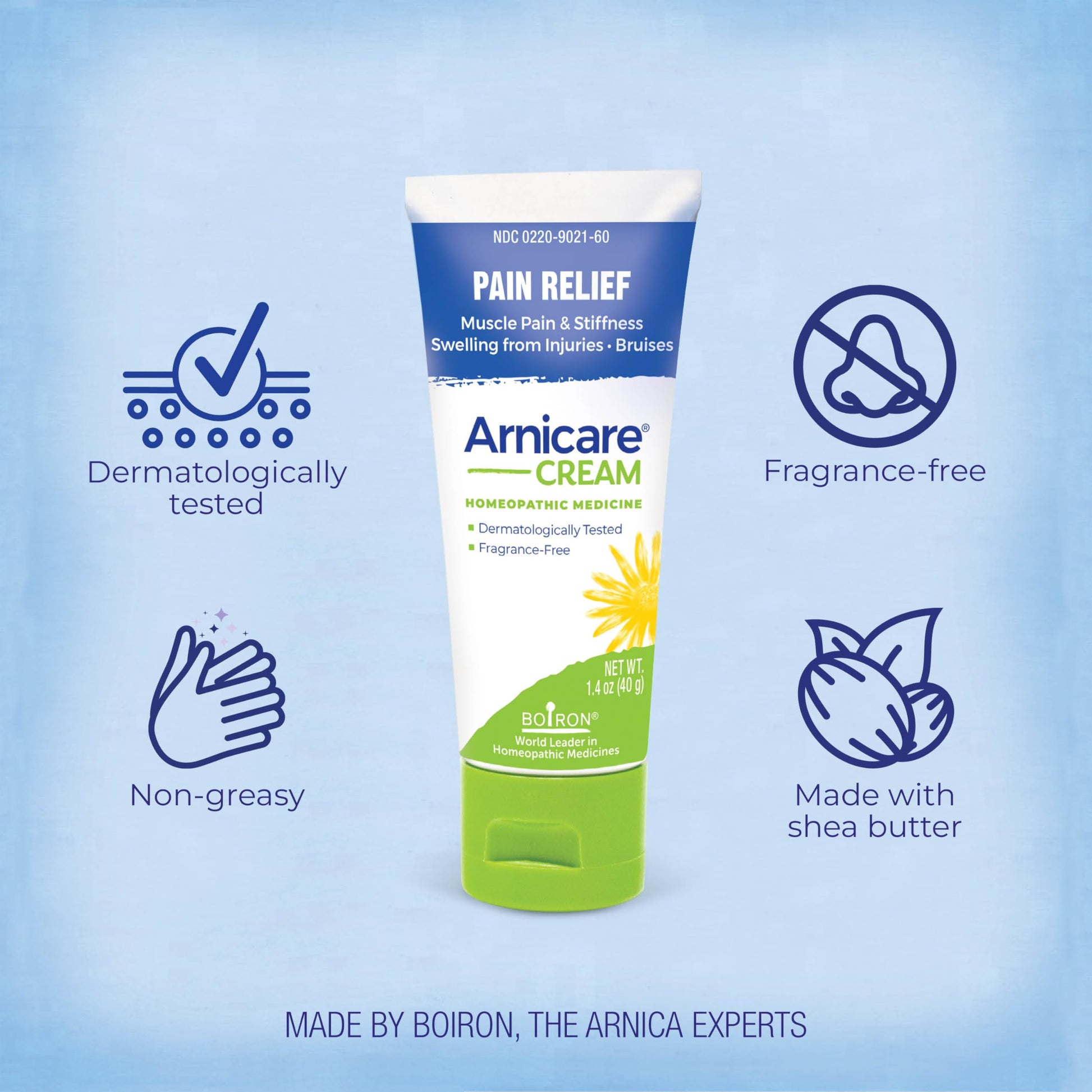 Boiron Arnicare Cream for Relief for Joint Pain, Muscle Pain, Muscle Soreness, and Swelling from Bruises or Injury - Fast Absorbing and Fragrance-Free - 1.3 oz Boiron uk supplements