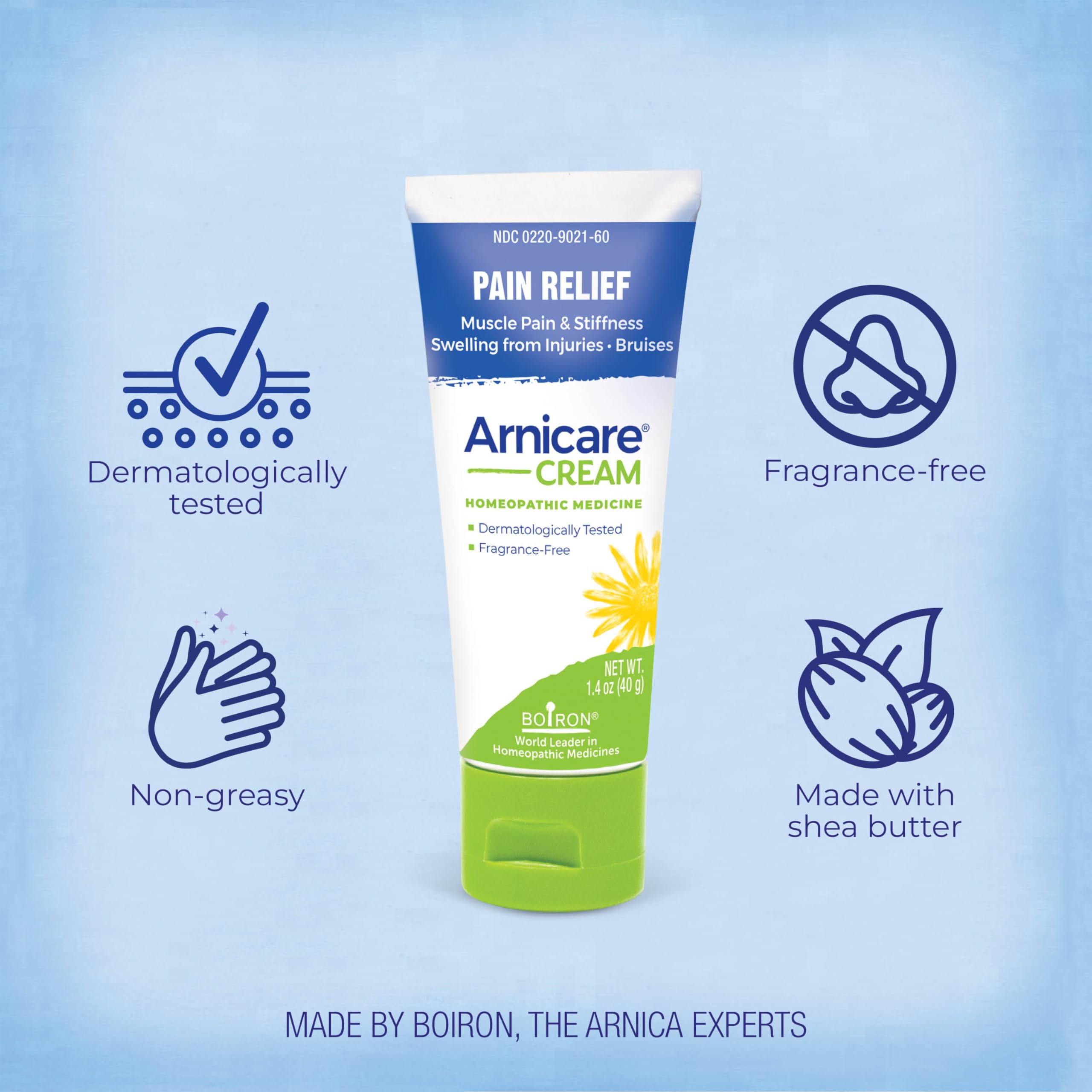 Boiron Arnicare Cream for Relief for Joint Pain, Muscle Pain, Muscle Soreness, and Swelling from Bruises or Injury - Fast Absorbing and Fragrance-Free - 1.3 oz Boiron uk supplements