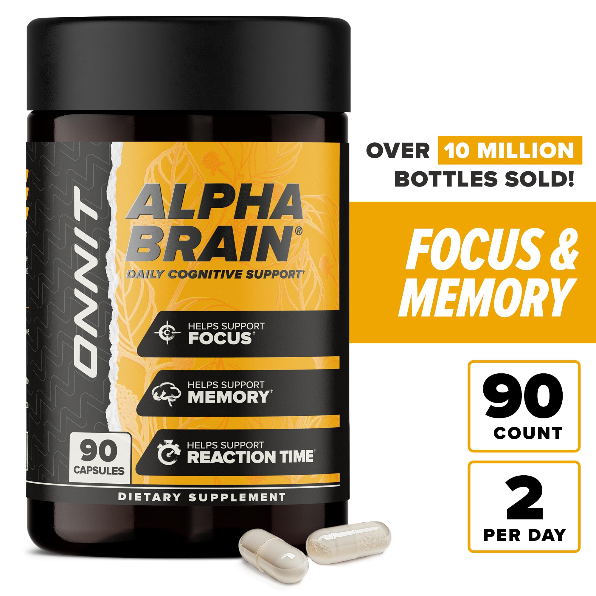 ONNIT Alpha Brain Nootropic Brain Supplement for Men and Women, IGEN Non-GMO Tested, Memory, Mental Clarity, Cognitive Support and Focus Capsules with L-Theanine and Vitamin B6 (90 Count) ONNIT uk supplements