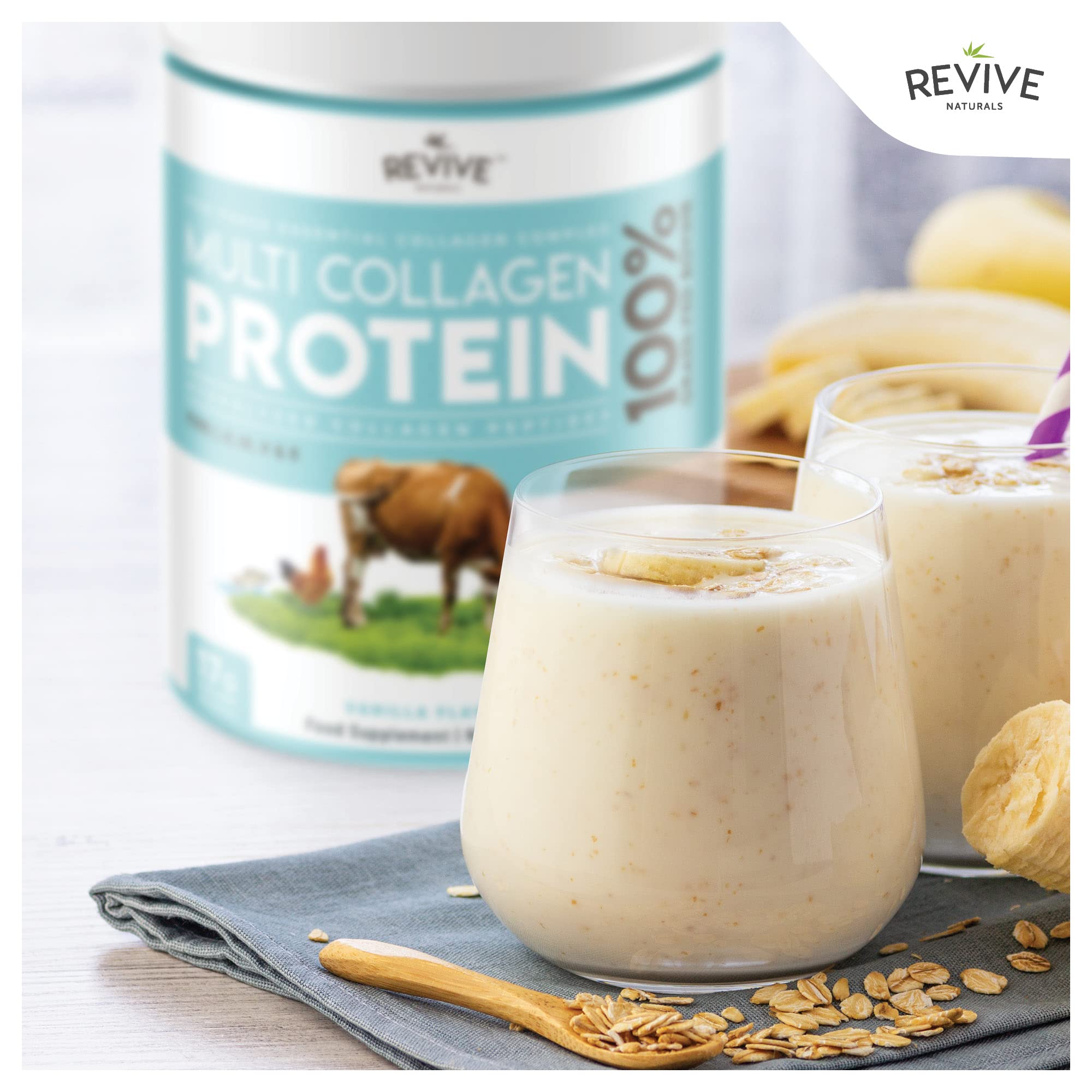 Vanilla Multi Collagen Protein Powder - 400g - Unsweetened - 5 Types of Collagen Peptides Revive Naturals uk supplements