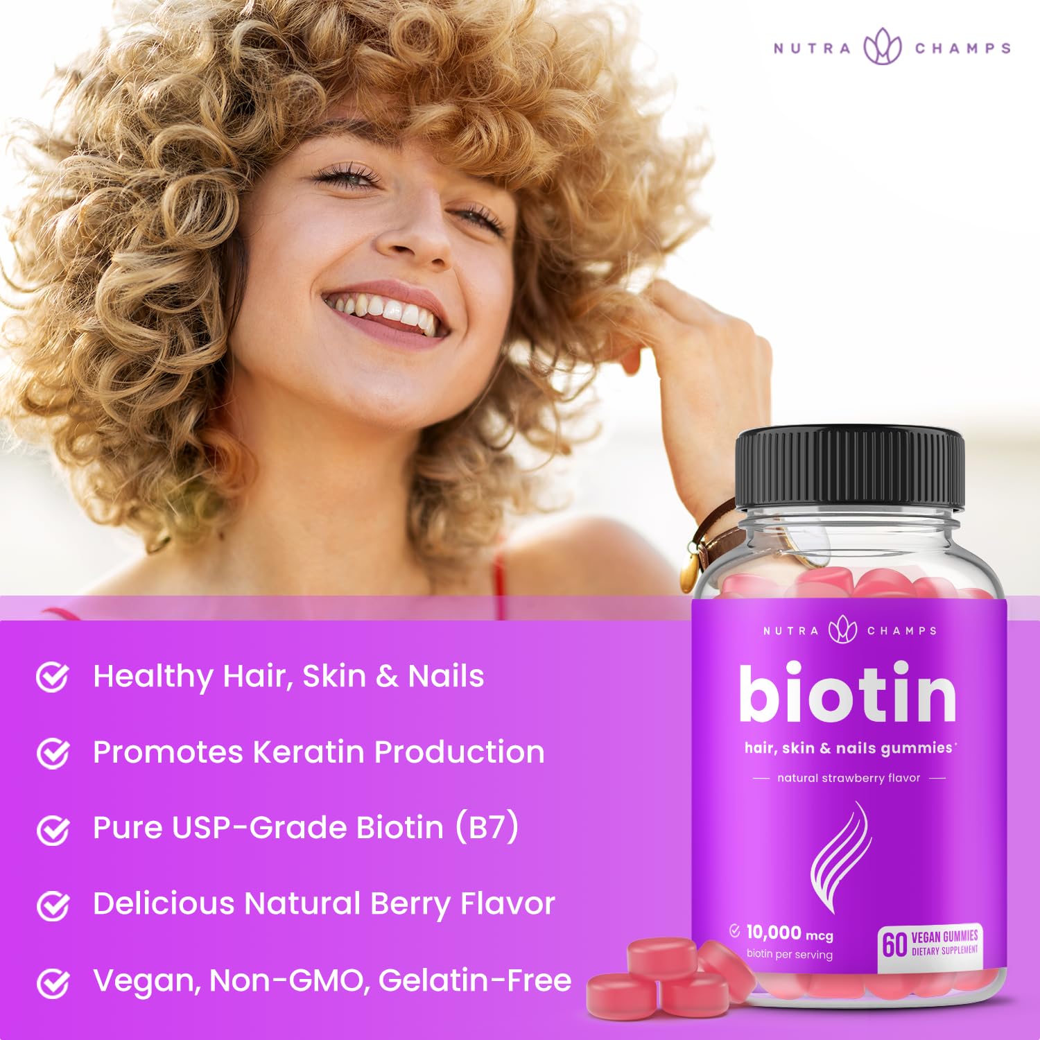 NutraChamps Biotin Gummies 10000mcg [High Potency] NutraChamps uk supplements