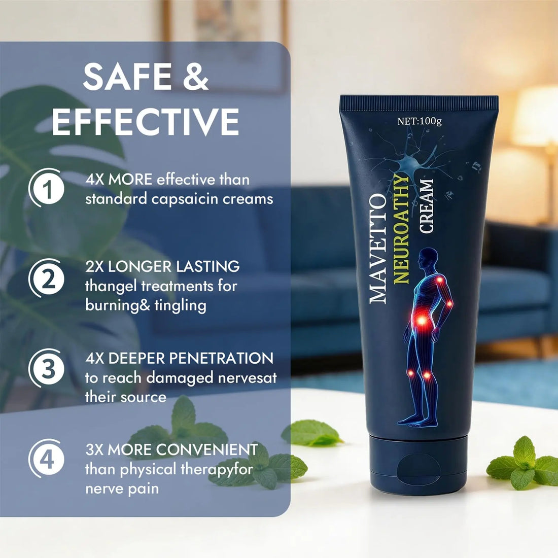 ReviveNerve Capsacare Neuropathy Relief Cream, Fast-Absorbing Soothing Cream with Capsaicin, Arnica, Menthol, MSM & Glucosamine for Feet, Hands, Legs, Muscles, Joints and Back (2pcs) ReviveNerve uk supplements