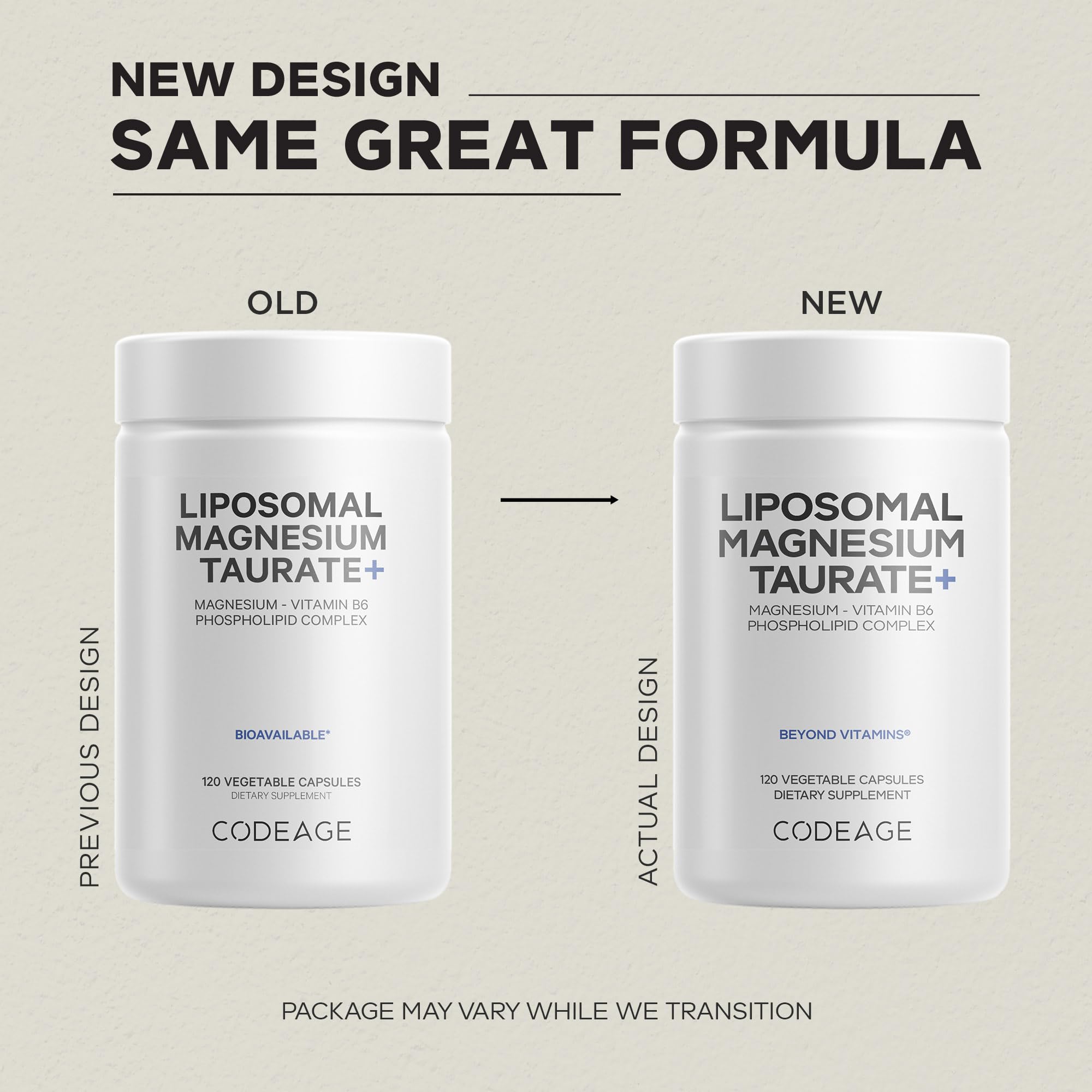 Codeage Liposomal Magnesium Taurate+ Supplement - Magnesium Taurate, Vitamin B6 as Pyridoxal 5-Phosphate, 2-Month Supply - Liposomal Delivery, Vegan, Non-GMO, Gluten-Free, 120 Capsules Codeage uk supplements