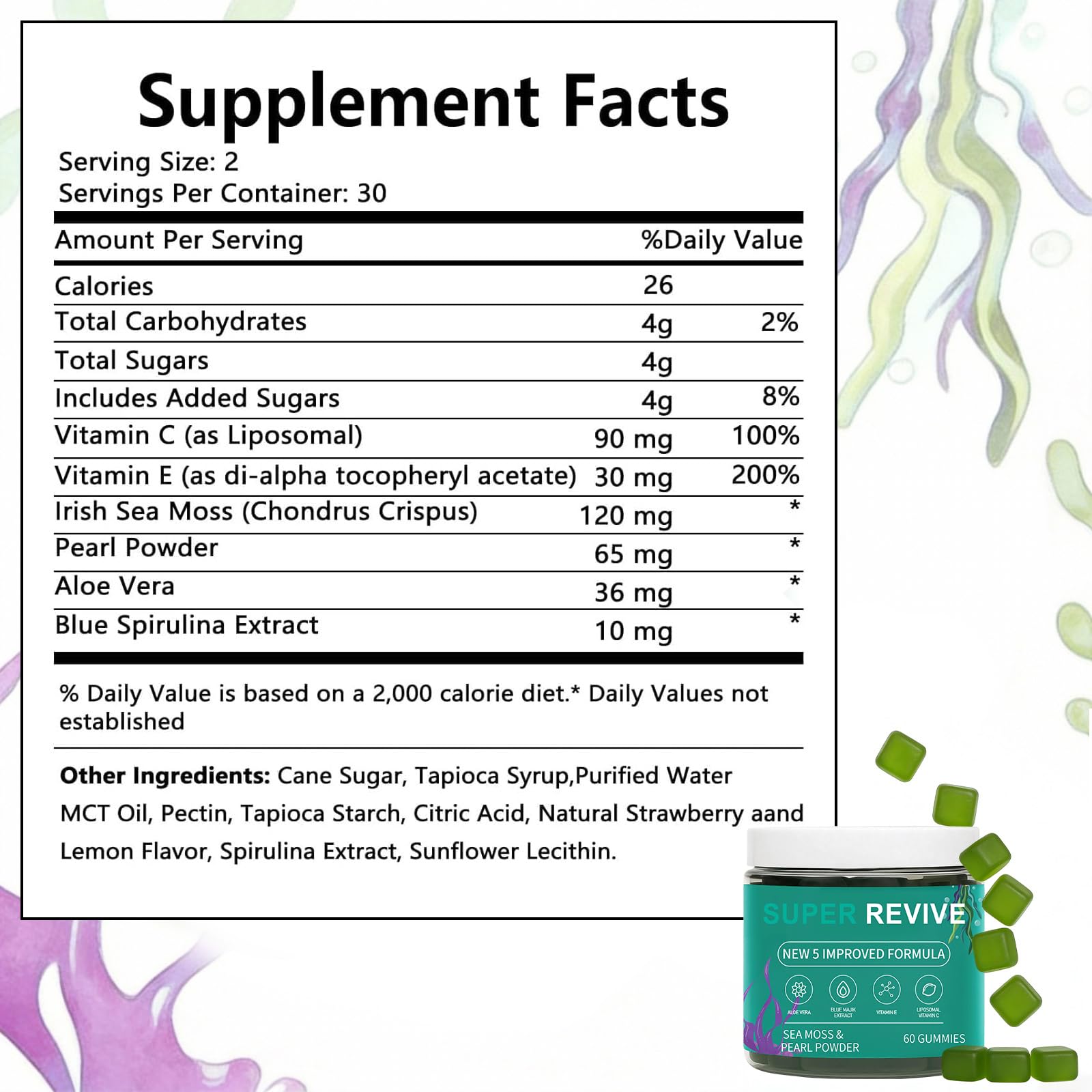 caicieter Super Revive Gummies for Hair Loss - Sea Moss Gummies with Vitamin C, E, Aloe Vera & Pearl Powder Glow, Promotes Thicker, Fuller & Stronger Hair - 60 Count caicieter uk supplements