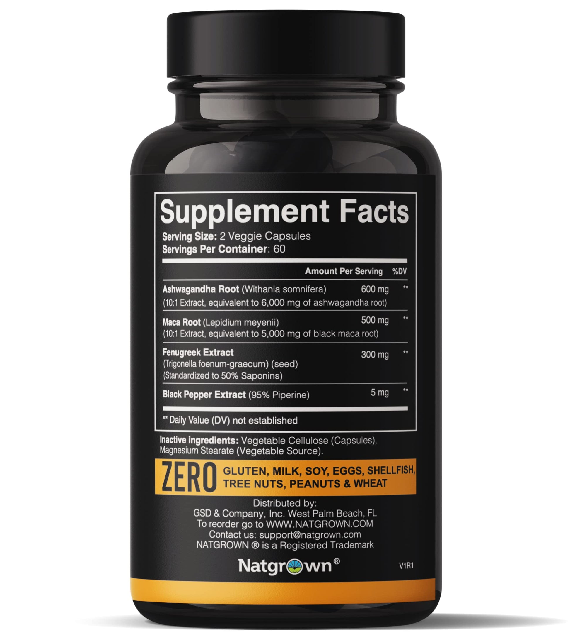 Natgrown Ashwagandha Maca Root Fenugreek Extract Capsules Supplement Natgrown uk supplements