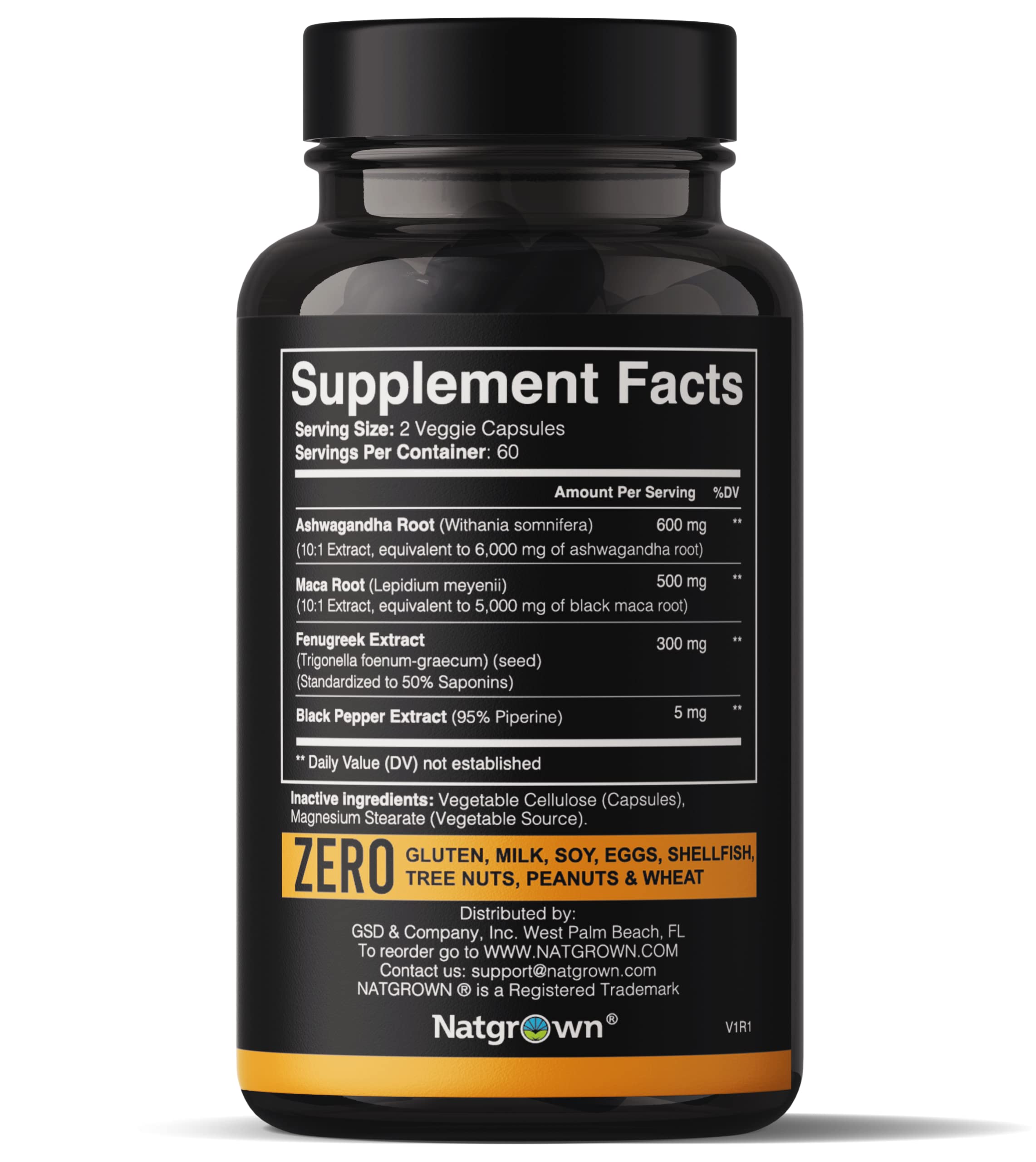 Natgrown Ashwagandha Maca Root Fenugreek Extract Capsules Supplement Natgrown uk supplements