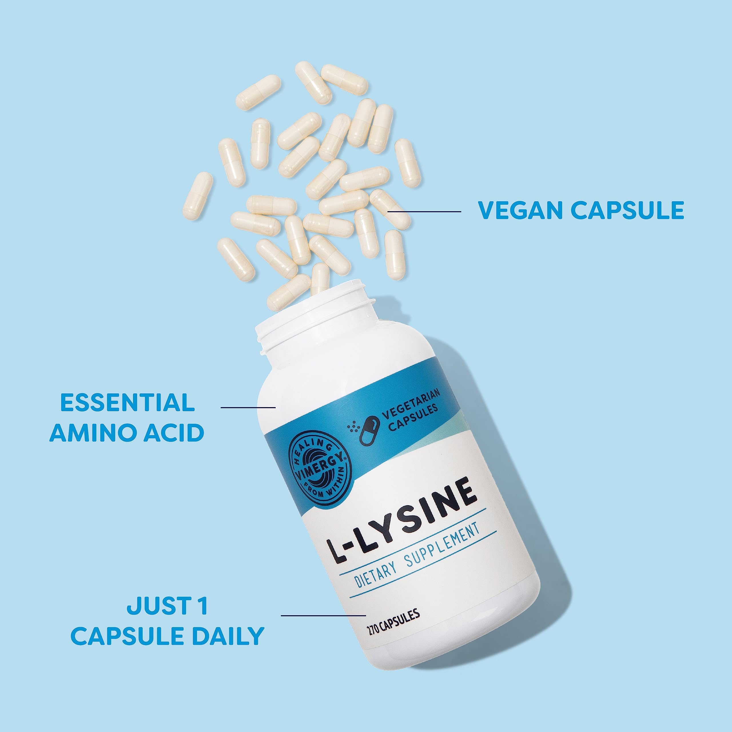 Vimergy L-Lysine – Promotes Healthy Skin, Hair & Nails* – Supports Healthy Metabolism* – Vegan, Non-GMO & Gluten-Free – 270 Capsules Vimergy uk supplements