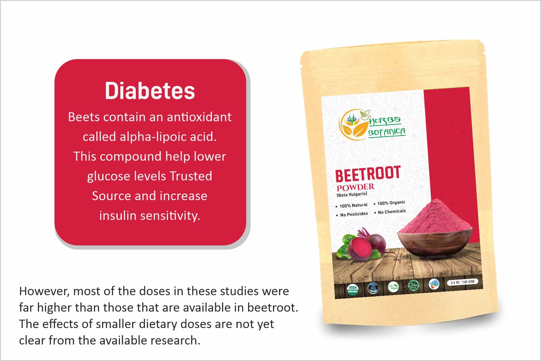 Herbs Botanica Beetroot Powder Organic for Baking and Smoothies | Nitric Oxide Suppement Herbs Botanica uk supplements
