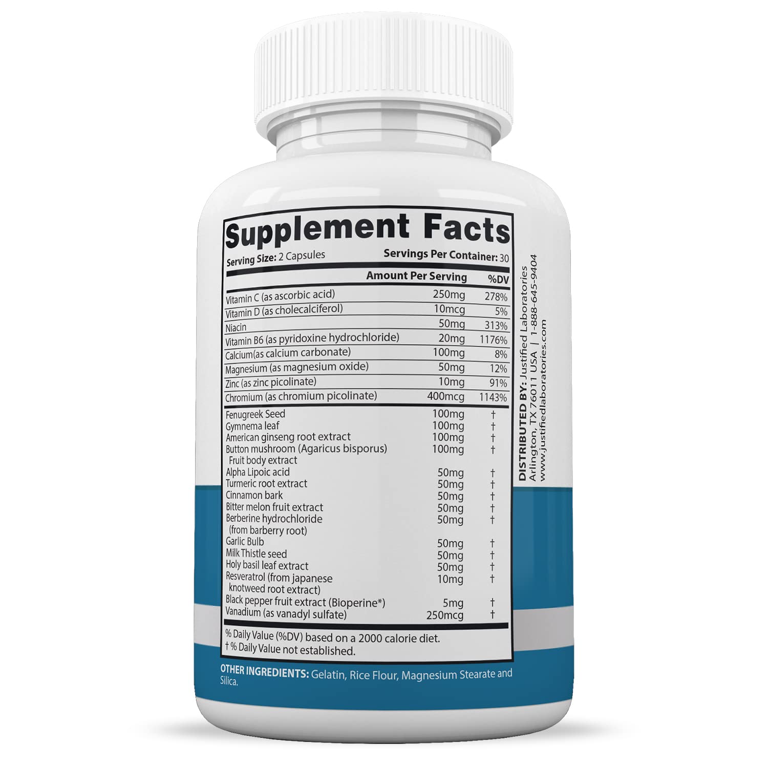 Justified Laboratories (5 Pack) Glucotrust Max 1295MG Formula Supplement Pills 300 cap Justified Laboratories uk supplements