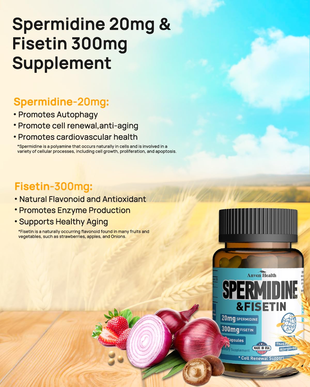 Spermidine 20mg + Fisetin 300mg + Akkermansia for Women丨Cellular Renewal, Metabolic & Gut Health Anven Health uk supplements