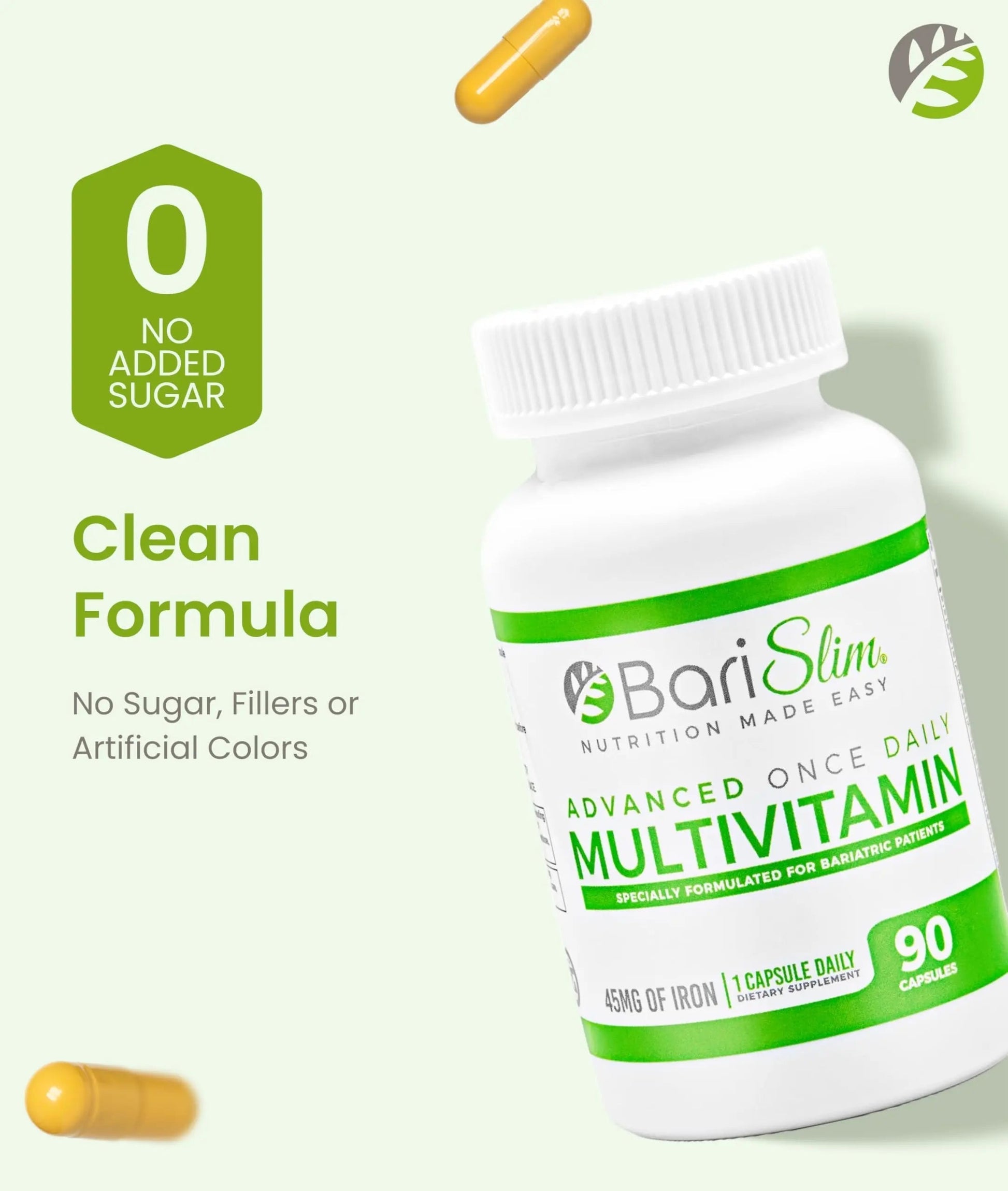 BariSlim Advanced Once Daily Bariatric Multivitamin Capsule - 45 mg of Iron - Bariatric Vitamin for Post Bariatric Surgery Including BariSlim uk supplements