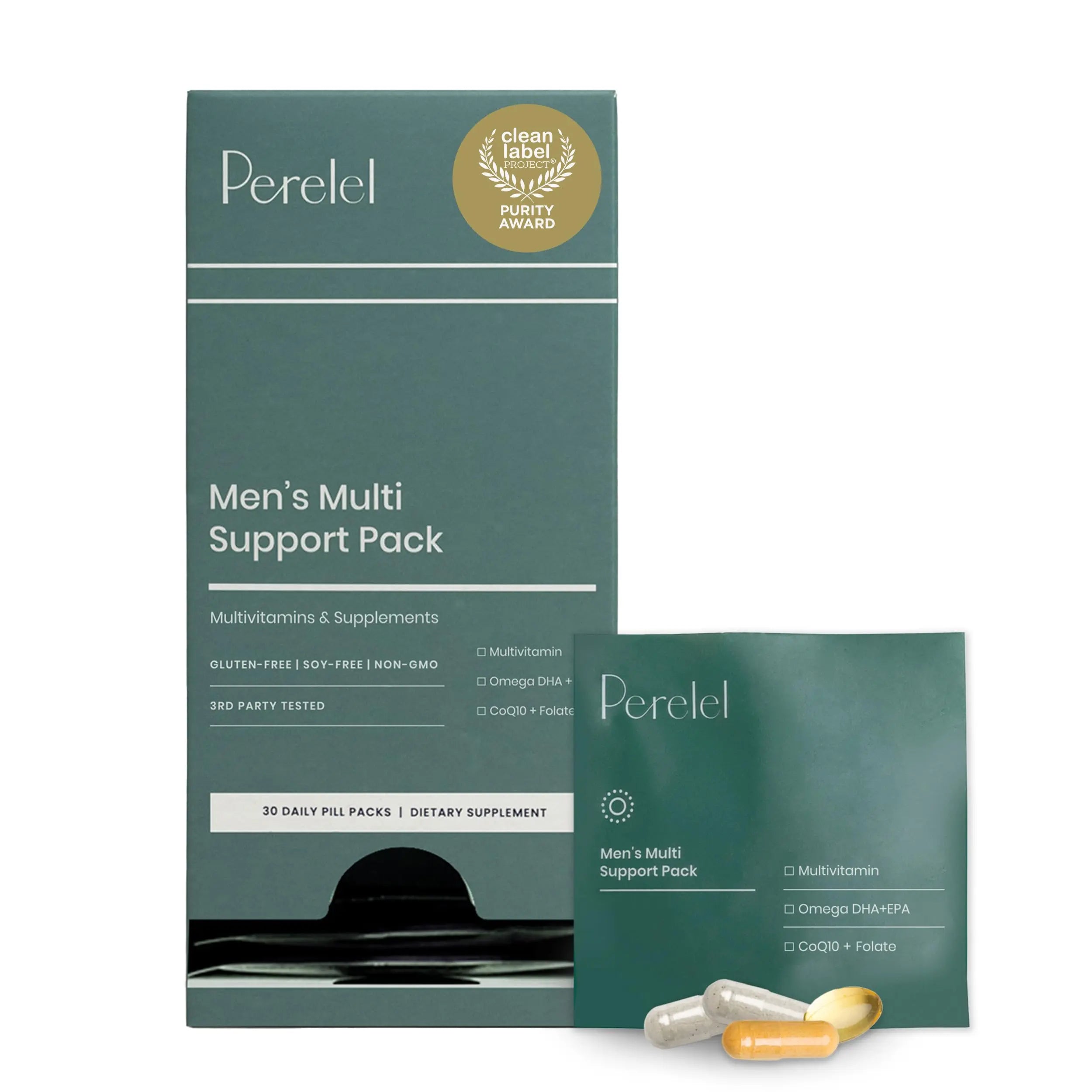 Perelel Men’s Multi Support Pack, Daily Multivitamin with Magnesium, Omega 3, CoQ10 & Folate, Nutritional Support Perelel uk supplements