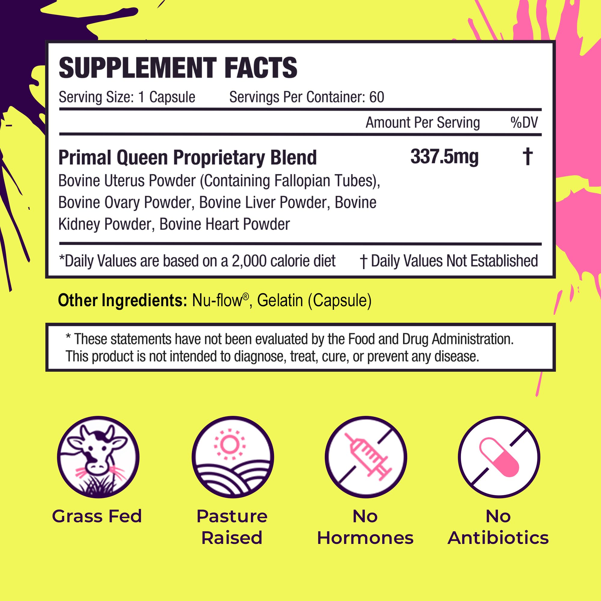Primal Queen Female-Optimized Beef Organ Superfood Supplement (Beef Liver, Kidney, Heart, & 3 More) - 100% Grass Fed, Pasture Raised - 3rd Party & Clinically Tested Primal Queen uk supplements