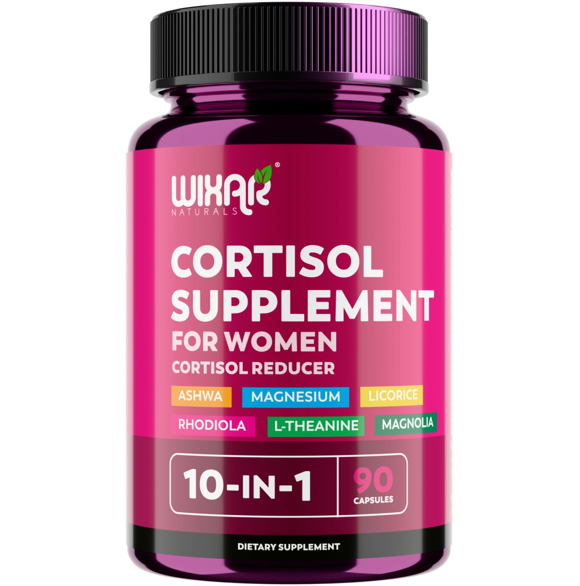WIXAR Cortisol Supplements for Women with Ashwagandha, Magnesium, L-Theanine, Rhodiola Rosea - for High Cortisol Balanace Manager - for Sleep Support, Mood & Focus Supplement - 90 Capsules WIXAR NATURALS uk supplements