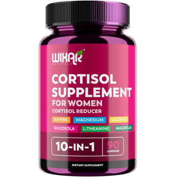 WIXAR Cortisol Supplements for Women with Ashwagandha, Magnesium, L-Theanine, Rhodiola Rosea - for High Cortisol Balanace Manager - for Sleep Support, Mood & Focus Supplement - 90 Capsules WIXAR NATURALS uk supplements