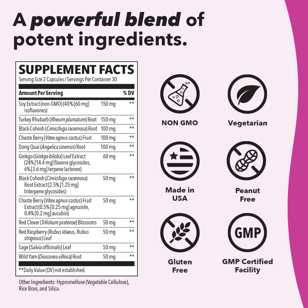 Pausitivi-T - Menopause Support Supplement - Powerful Relief for Hot Flashes, Hormone Imbalance & Night Sweats - Nourishes Tissue - Sage, Chasteberry, Soy Isoflavones & Black Cohosh - 60 Capsules LifeSeasons uk supplements