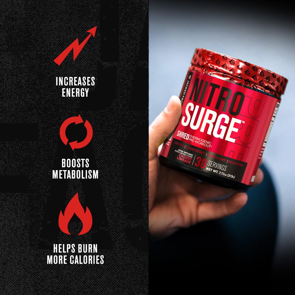 Jacked Factory NITROSURGE Shred Pre Workout Supplement - Energy Booster, Instant Jacked Factory uk supplements