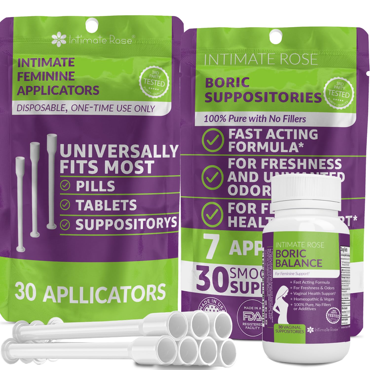 Intimate Rose Save 10% on Boric Acid Vaginal Suppositories - 30 Count (600mg) + 30 Applicators Intimate Rose uk supplements