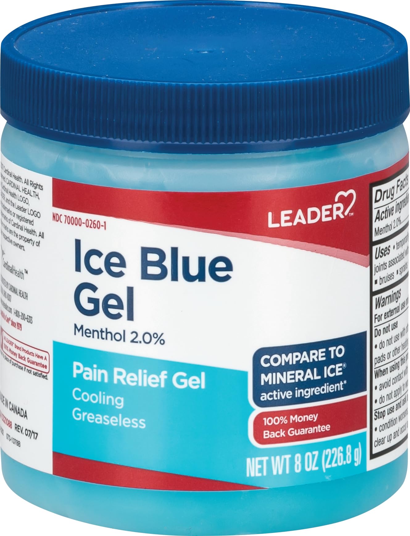 Leader Mineral Ice Blue Gel, Menthol 2%, Pain Relief Gel, Topical Analgesic, for Muscle Pain, Backache, Arthritis & Sport Injuries, for Adults and Kids 2+, Compare to Mineral Ice, 8 oz Leader uk supplements