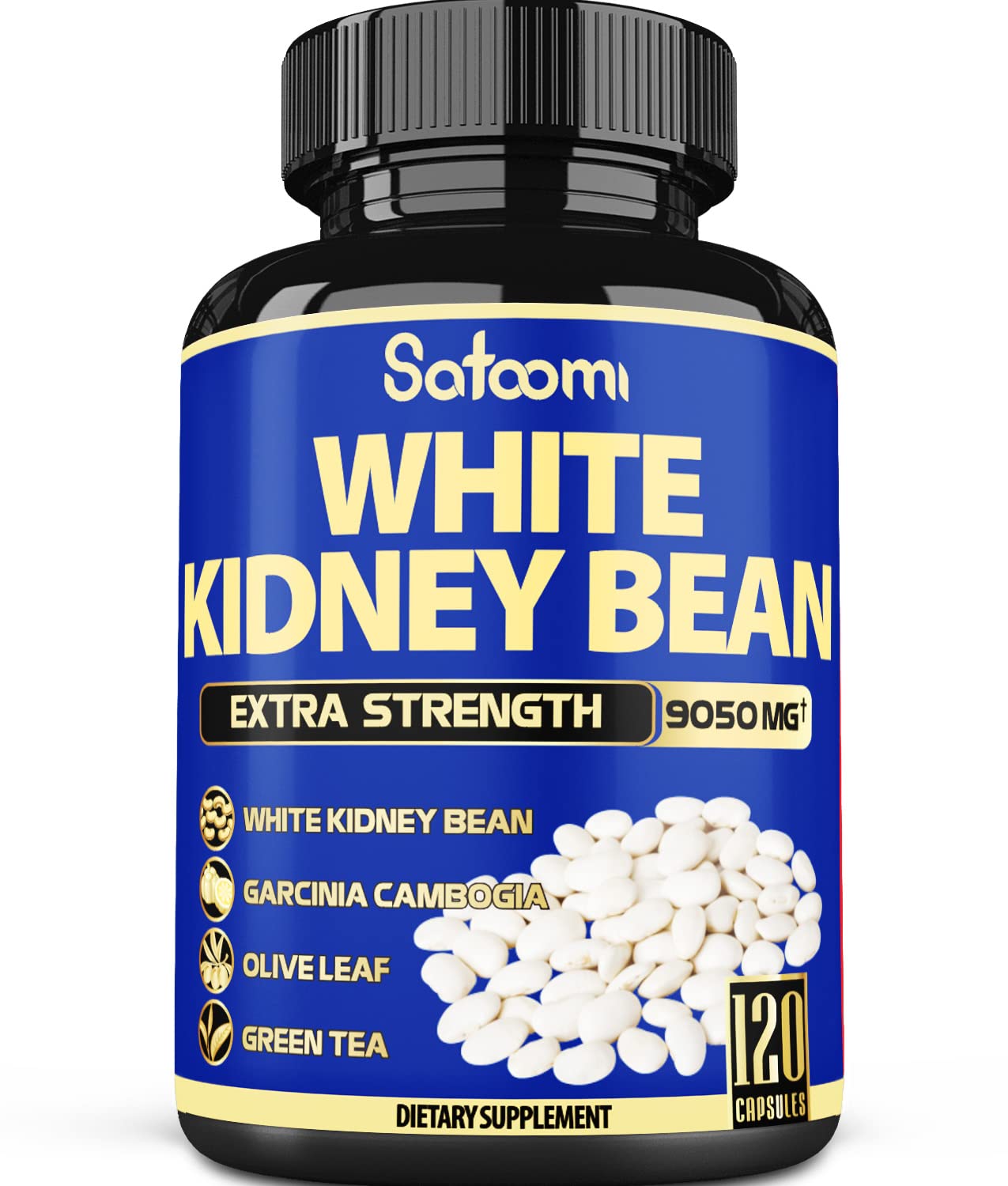 6in1 White Kidney Bean Extract Capsules 9050 Mg - with Garcinia Cambogia, Olive Leaf Satoomi uk supplements