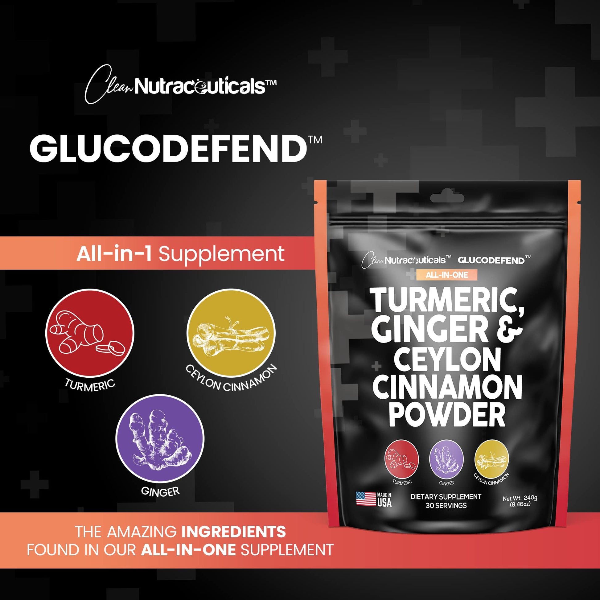 3in1 Turmeric Curcumin Ginger Root & Ceylon Cinnamon Powder Suppleme Clean Nutraceuticals uk supplements