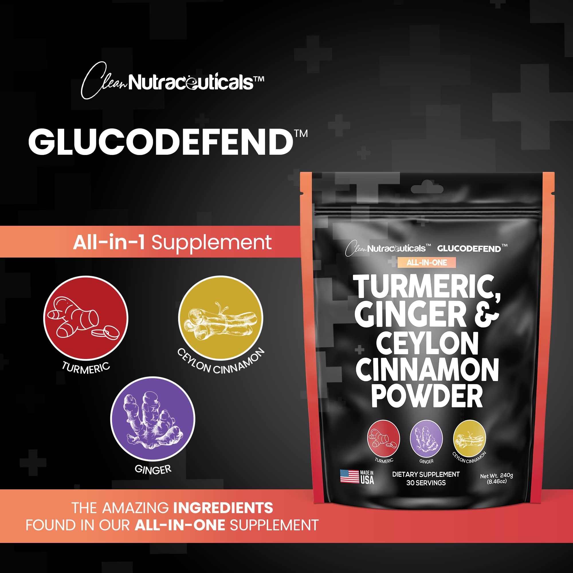 3in1 Turmeric Curcumin Ginger Root & Ceylon Cinnamon Powder Suppleme Clean Nutraceuticals uk supplements