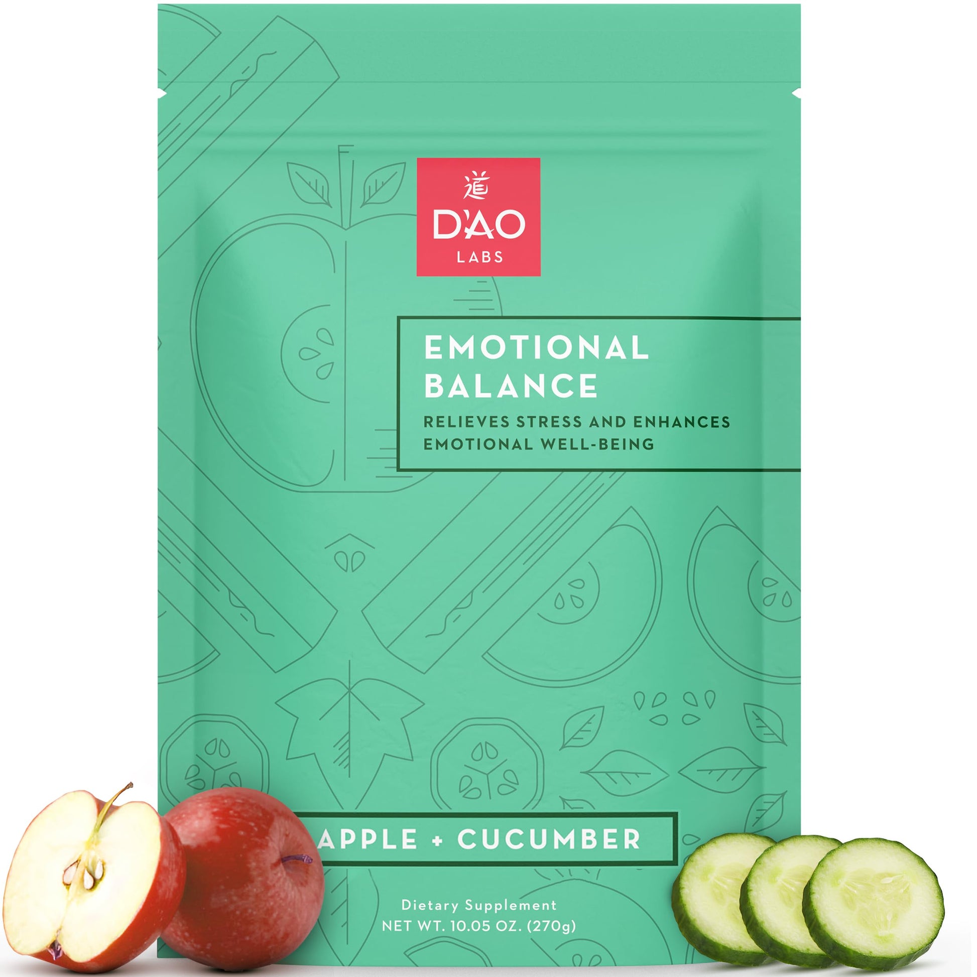 D'AO Labs Emotional Balance - Emotional Balance Powder - Calm & Stress Relief - Effervescent Powder with Apple-Cucumber Flavor - Xiao Yao San Traditional Chinese Herbal - 30 Individual Servings DAO Labs uk supplements