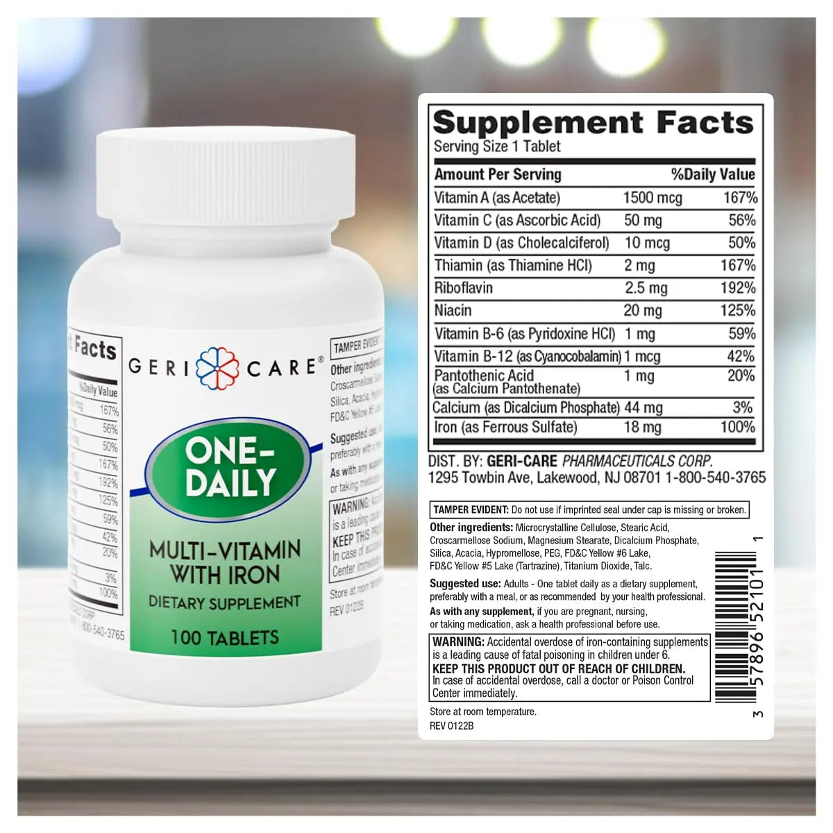 GeriCare One-Daily Multi-Vitamin with Iron Tablets,100 Count (Pack of 1) GeriCare uk supplements