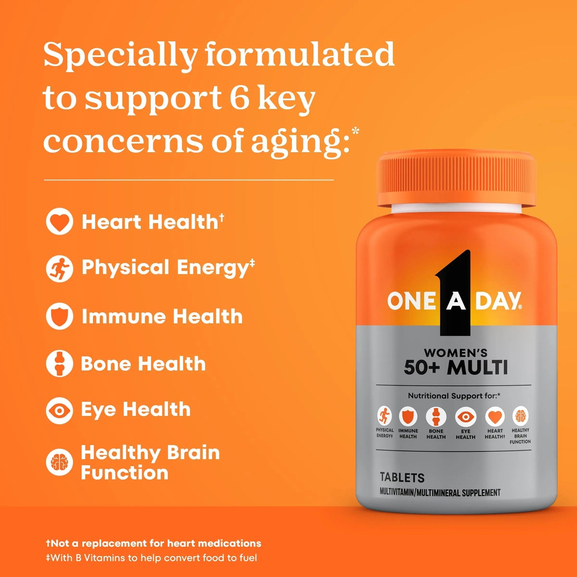 One A Day Multivitamin for Women 50 and Over Tablets, Womens Multivitamin 50 plus with Vitamins D, C, E, Zinc & Biotin, Daily Vitamins for Woman 50+, 65 Ct ONE A DAY uk supplements