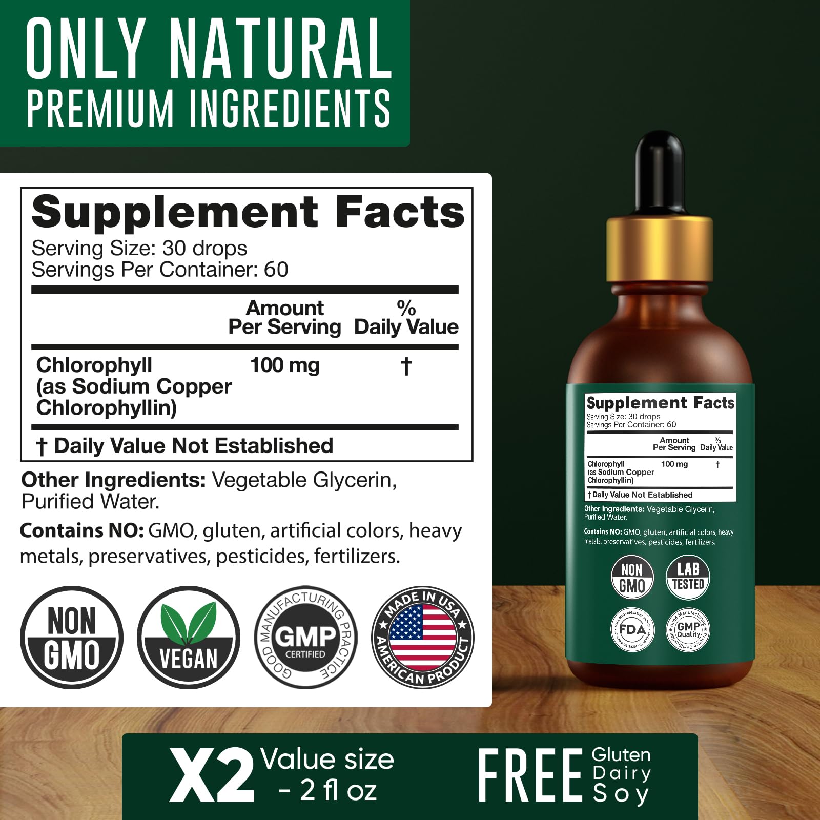 Chlorophyll Liquid Drops 6000 mg - Premium Liquid Chlorophyll Supplement - All-in-One Alpha Flow uk supplements