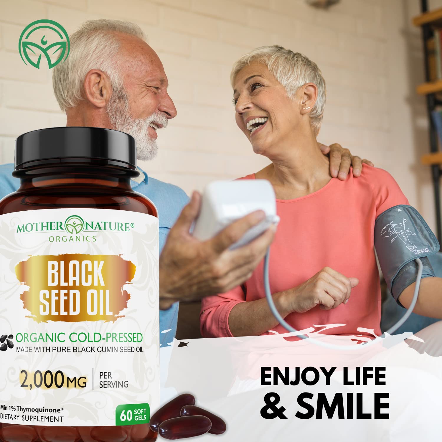 Organic Black Seed Oil 2000mg - 60 Softgel Capsules (Non-GMO) Premium Cold-Pressed Mother Nature Organics Superfoods for Organic Living uk supplements