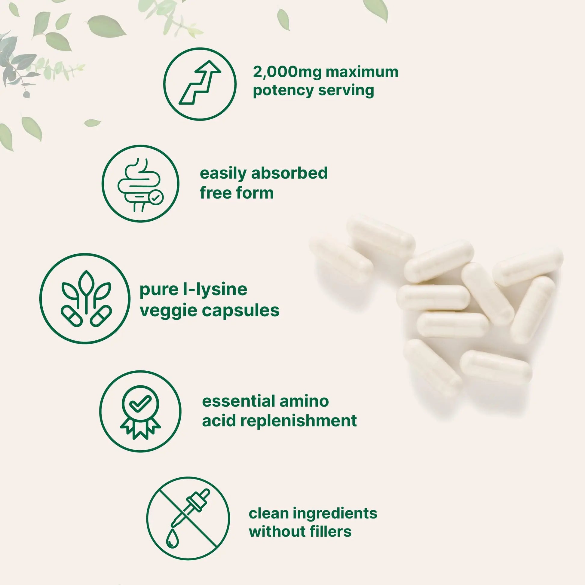 Pure L-Lysine 2,000mg, 300 Veggie Capsules | Maximum Potency, Easily Absorbed, Free Form | Essential Amino Acid for Collagen, Lip, & Immune Support Micro Ingredients uk supplements