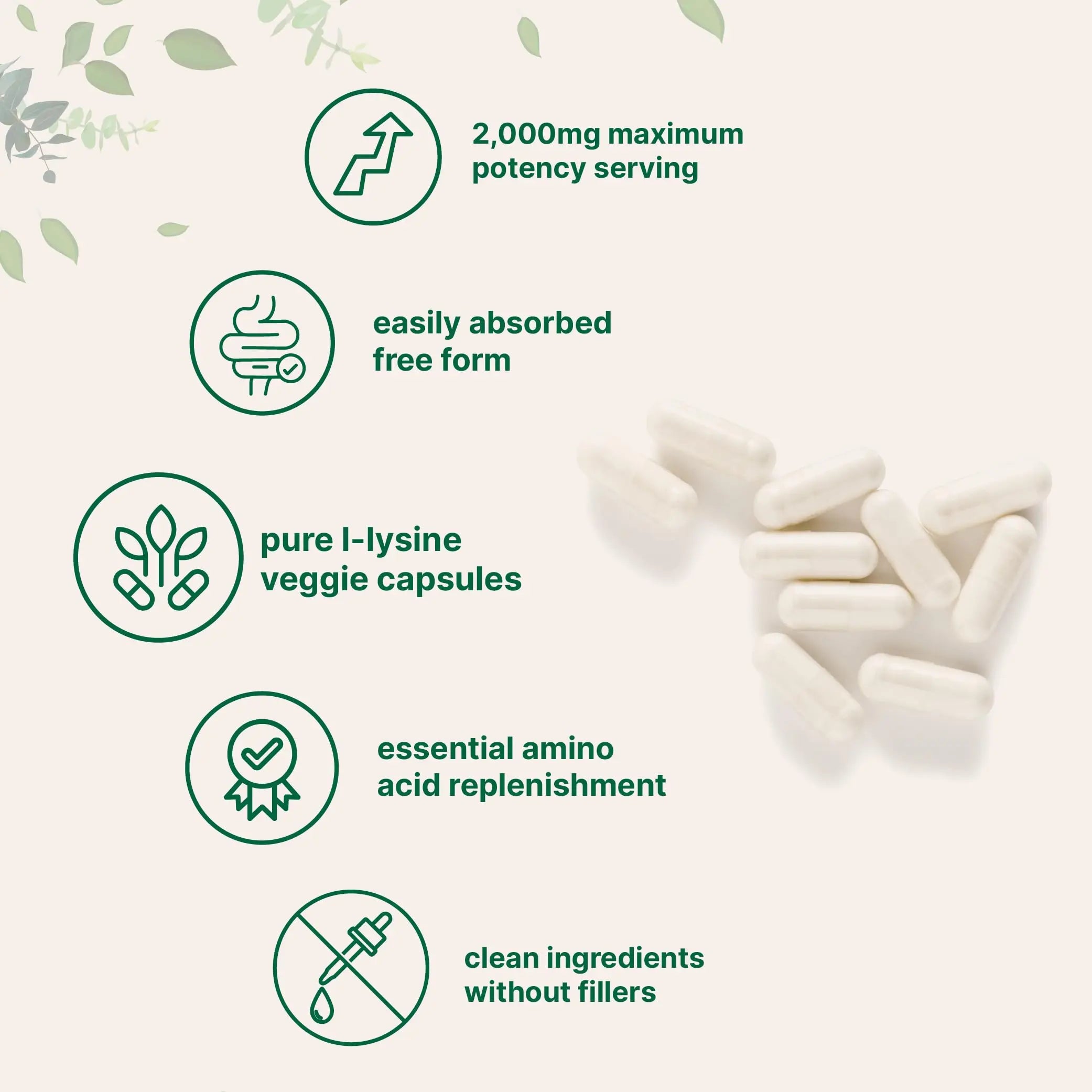 Pure L-Lysine 2,000mg, 300 Veggie Capsules | Maximum Potency, Easily Absorbed, Free Form | Essential Amino Acid for Collagen, Lip, & Immune Support Micro Ingredients uk supplements