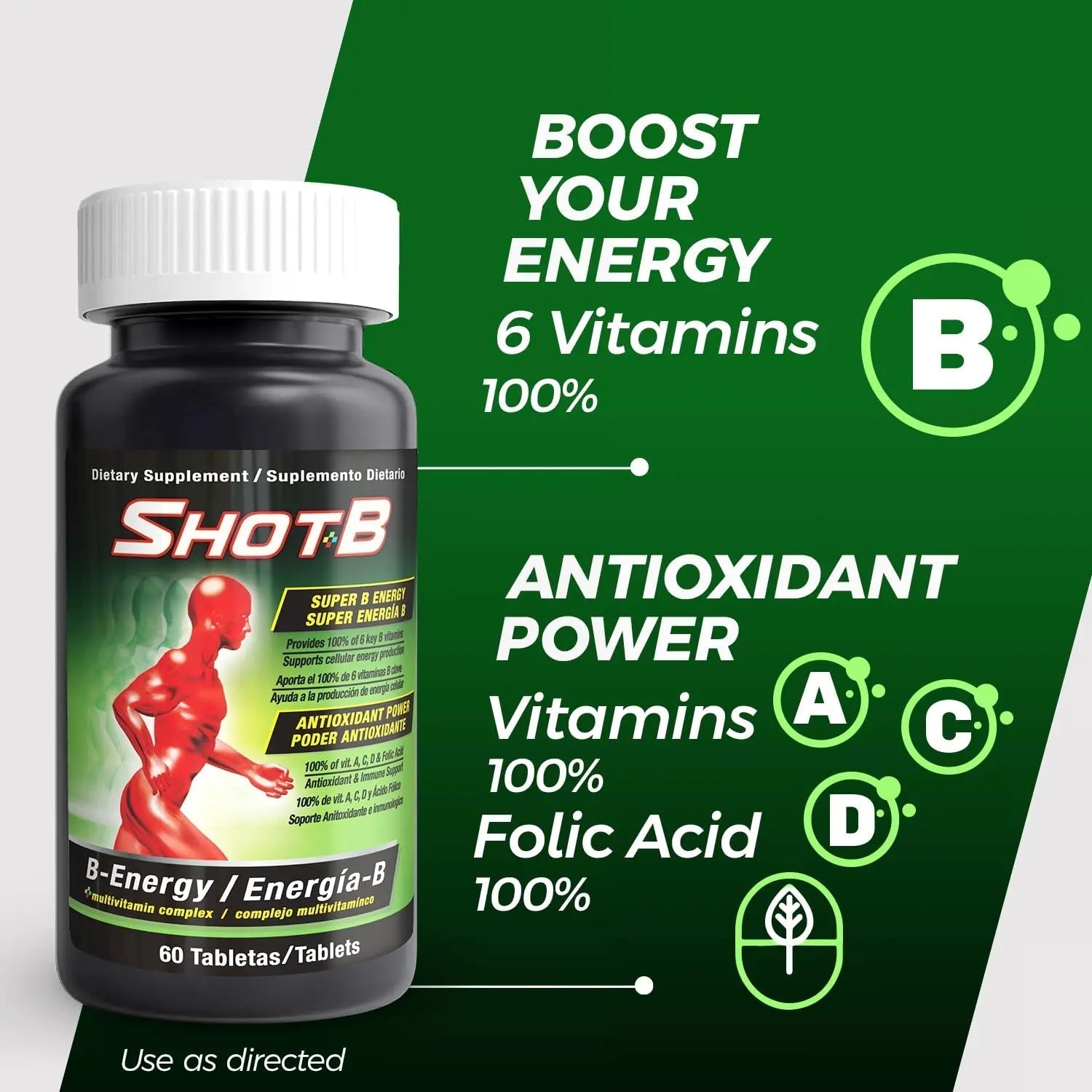 Shot B Multivitamin Complex, B-Energy, Vitamin B Complex with Antioxidant Support, B Complex Vitamins with A, C, D, E & Folic Acid Shot B uk supplements
