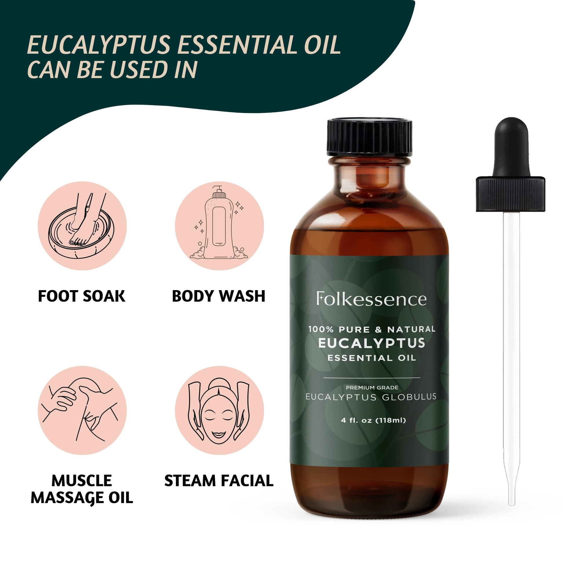 Folkulture Eucalyptus Essential Oil for Diffuser - 4 Fl Oz - 100% Pure, Natural and Undilluted Essential Oil Folkulture uk supplements