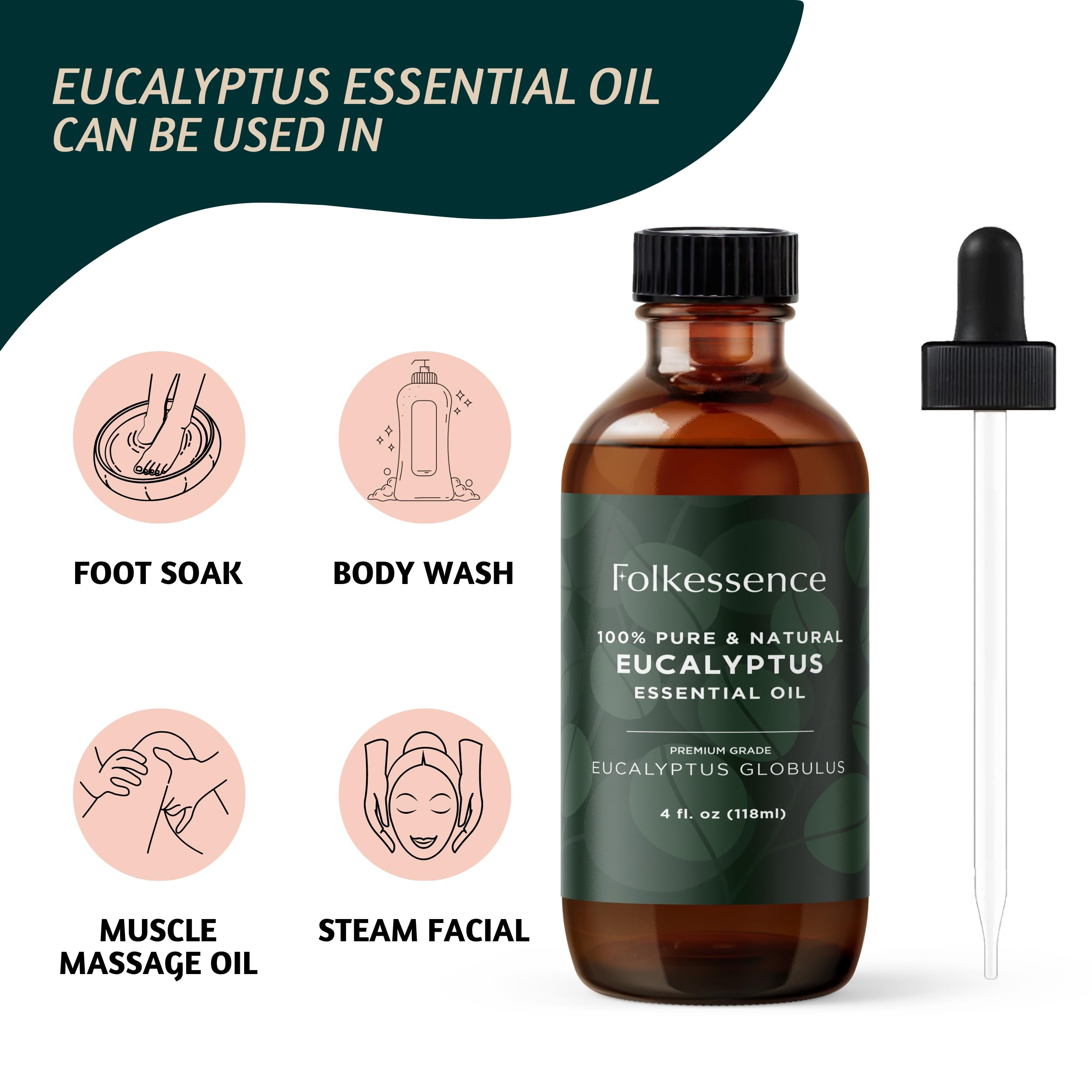 Folkulture Eucalyptus Essential Oil for Diffuser - 4 Fl Oz - 100% Pure, Natural and Undilluted Essential Oil Folkulture uk supplements
