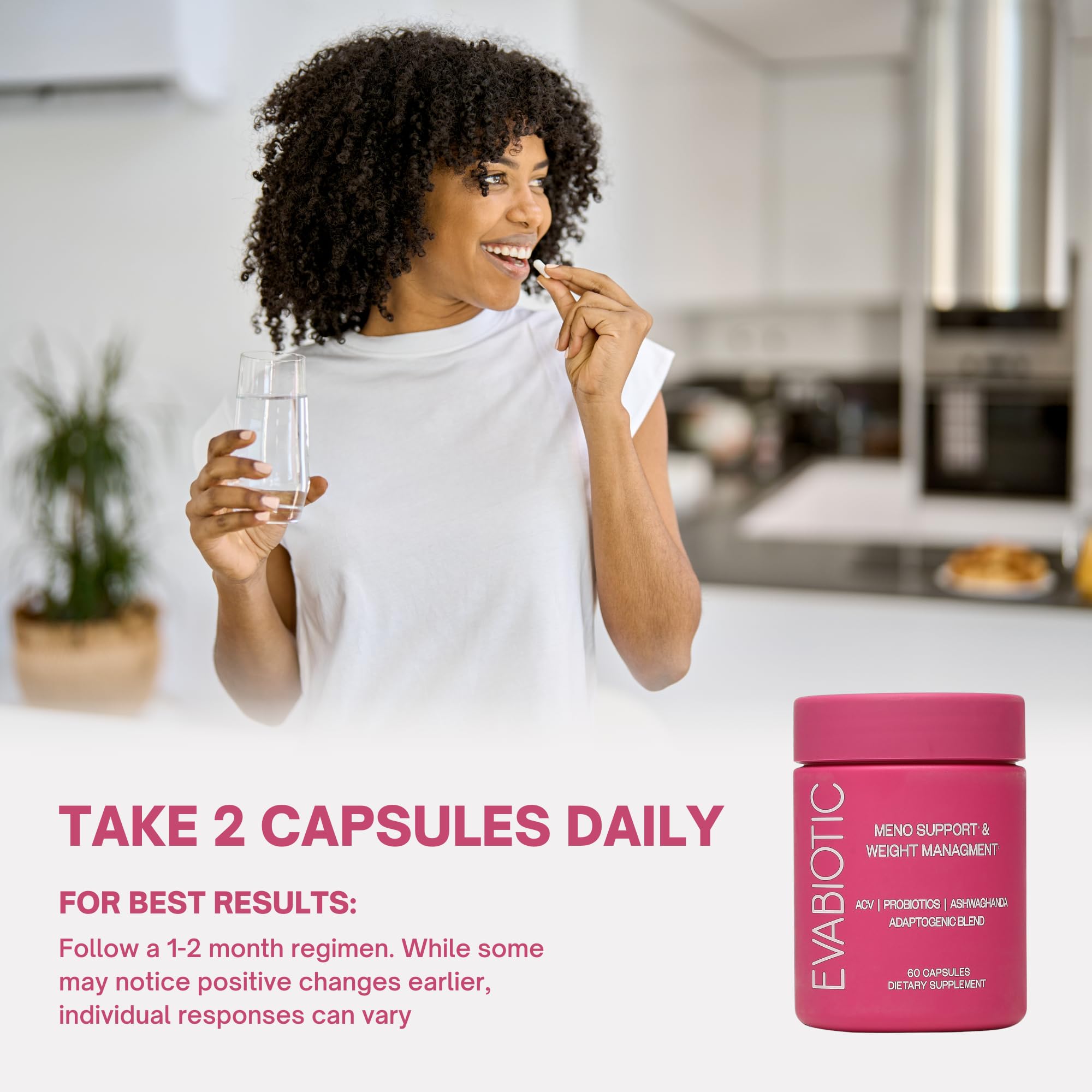 Complete Menopause Vitamins - Ashwaghanda, Probiotics, ACV for Weight Management, Hot Flashes, Night Sweats, Bloat, Hormone Balance - Vegan 60 Caps Menopause Supplements for Women Non-GMO EVABIOTIC uk supplements