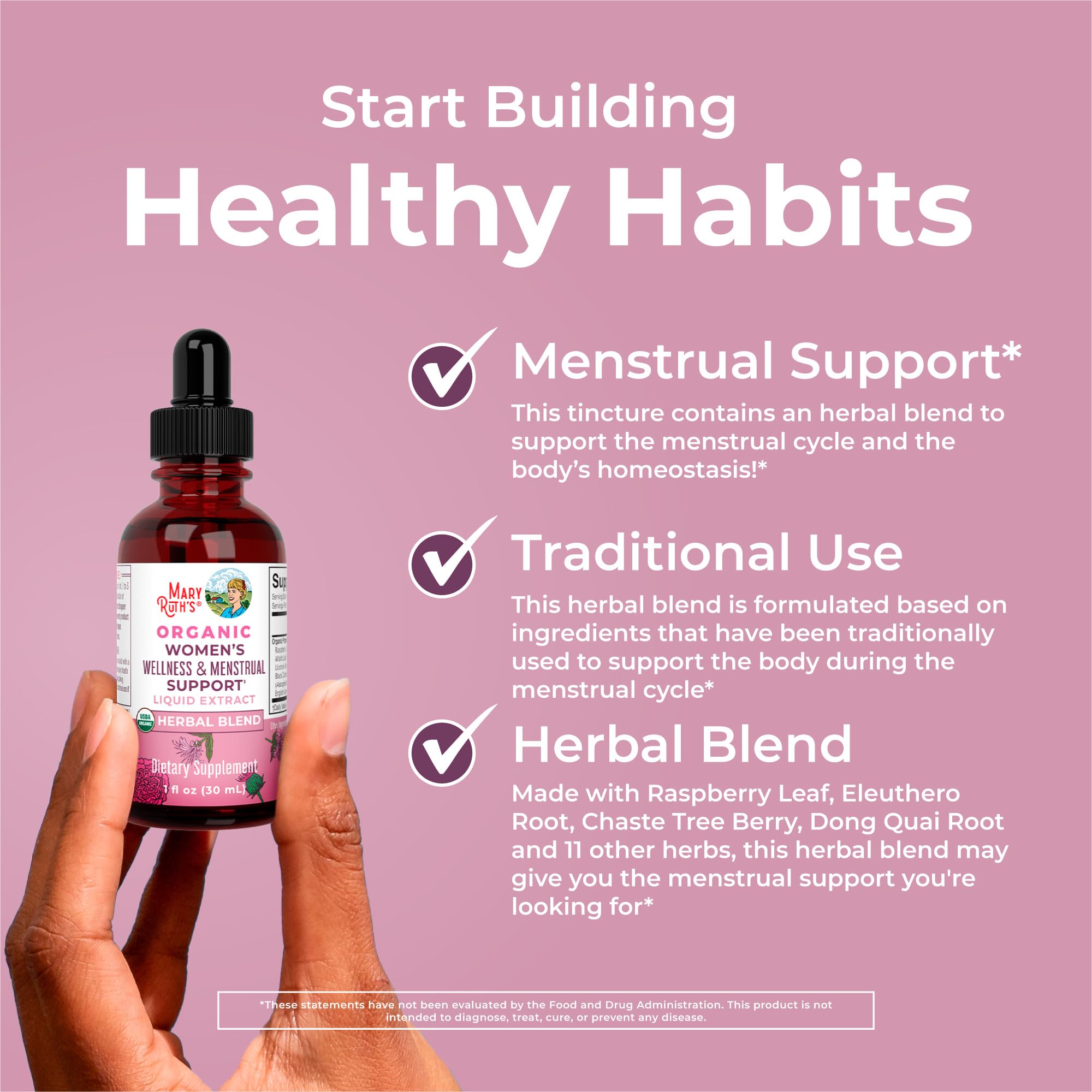 MaryRuth Organics USDA Organic Women's Wellness Liquid Herbal Supplements | Includes Stinging Nettle, Raspberry Leaf, Eleuthero Root, Chaste Tree Berry | Menstrual Support | Non-GMO, Vegan MARYRUTH'S uk supplements