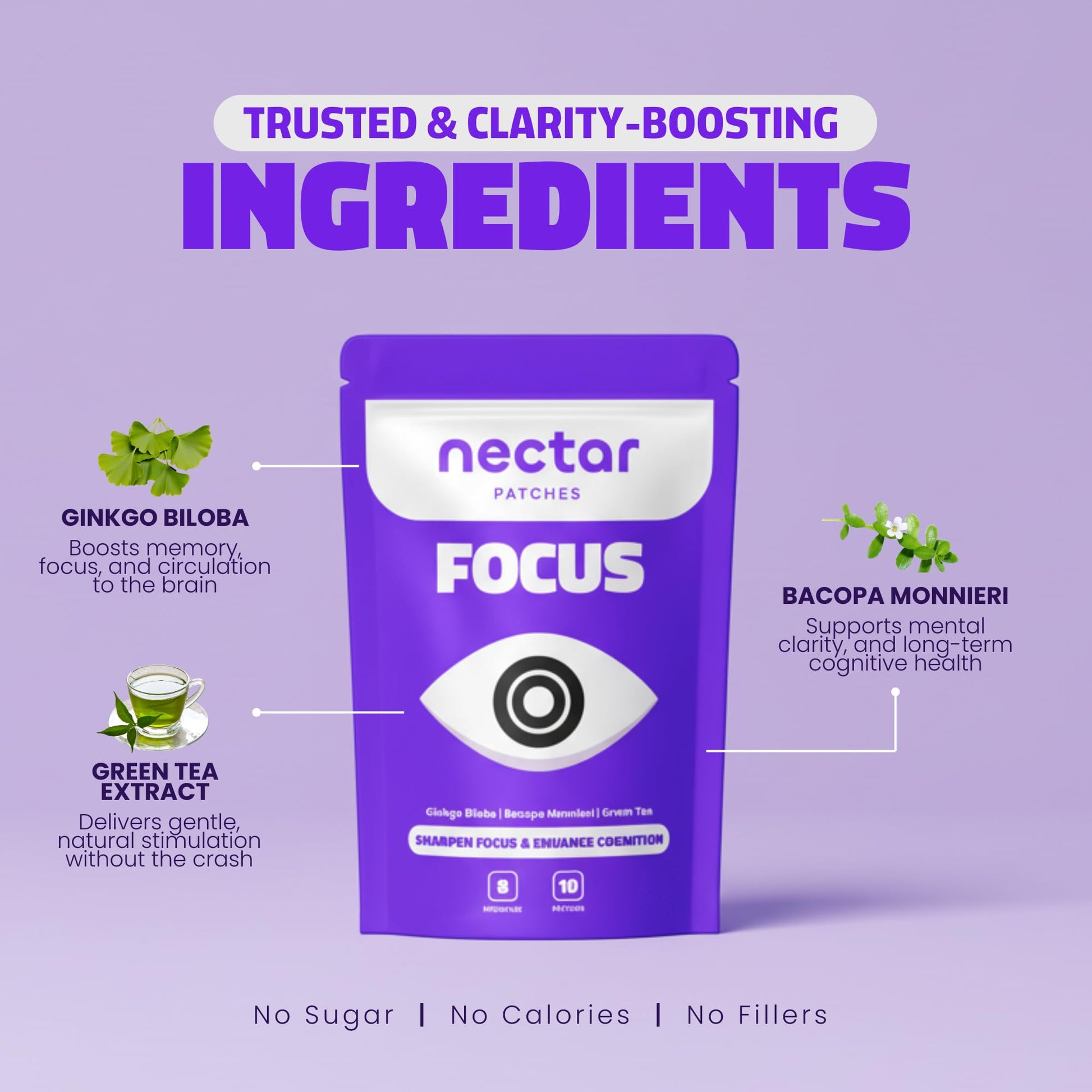 Nectar Focus Patches | Natural Cognitive Support with Ginkgo Biloba, Bacopa & Magnesium for Memory – Mental Clarity Neuro Patches for Work, Study – Clean Plant-Based Nootropic Alternative | 30 Count Nectar Patches uk supplements